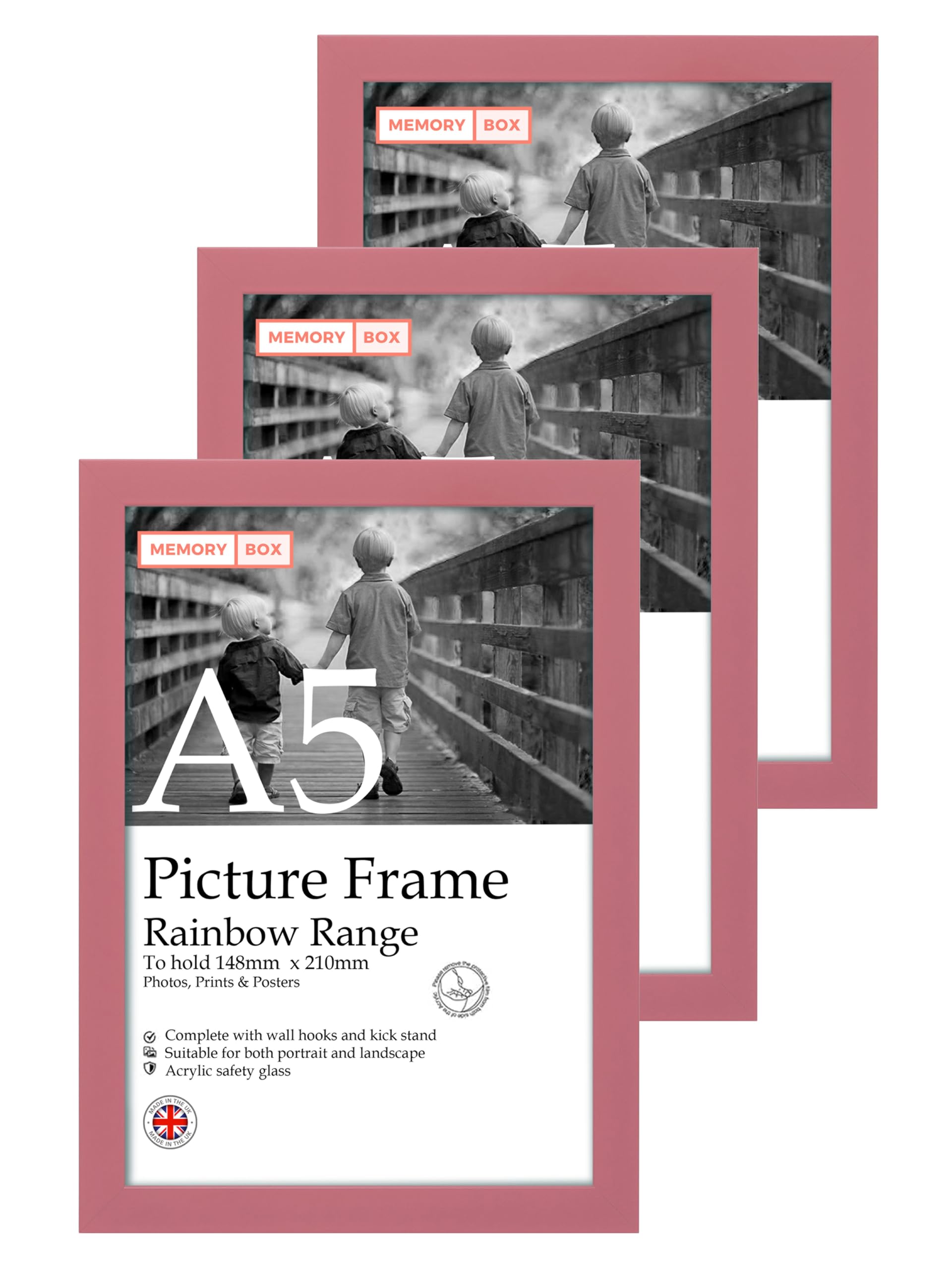 A5 Pink Picture Frame Set of 3, Perfect for Displaying A5 Picture Gallery Walls, Posters, Photos, Artwork, or Prints, Pink
