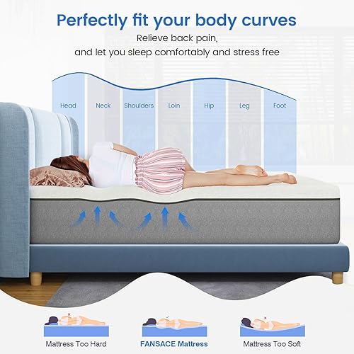 Miniatura 4 de Colchón tamaño Queen [2025 NEW], colchón Queen de espuma viscoelástica de gel de 12 pulgadas, colchones de firmeza media para alivio de presión y