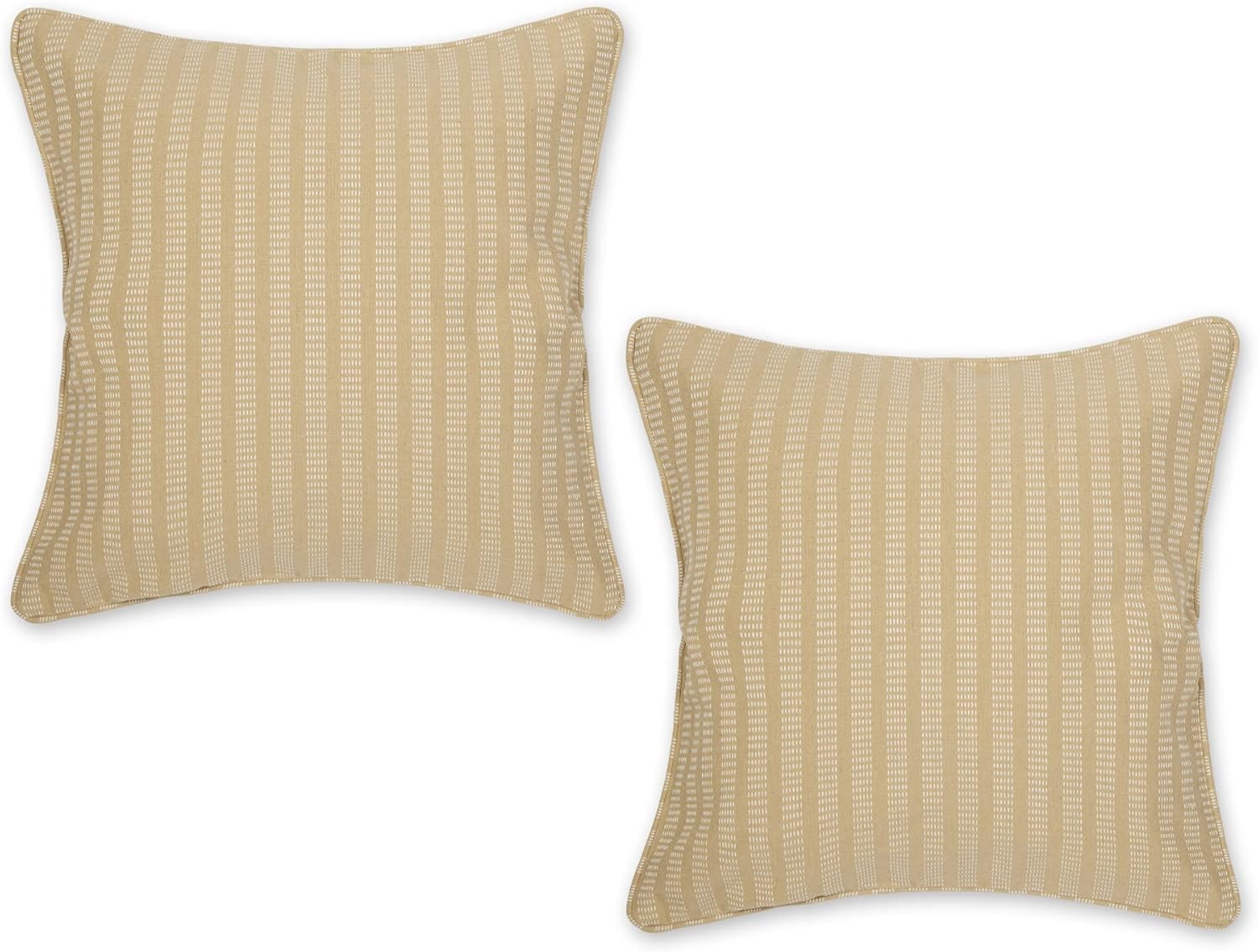 18" Biscuit Dobby Striped Recycled Cotton Throw Pillow Covers, Set of 2