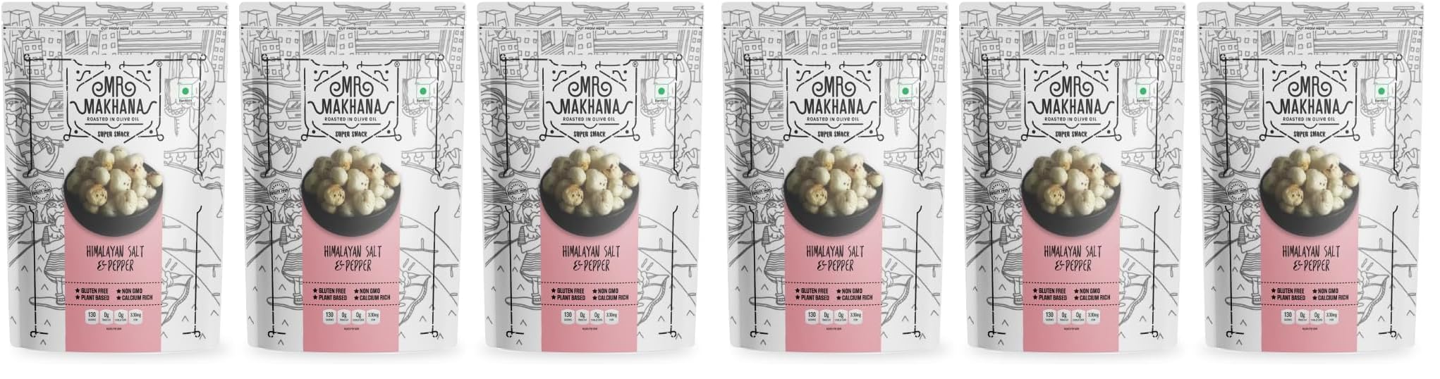 Mr. Makhana Roasted Makhana and Foxnuts | Healthy Snacks | Gluten Free | MSG Free | Antioxidant | Rich Calcium | Zero Trans Fat (Himalayan Salt & Pepper, 55gx3) (Pack of 2)-image-46
