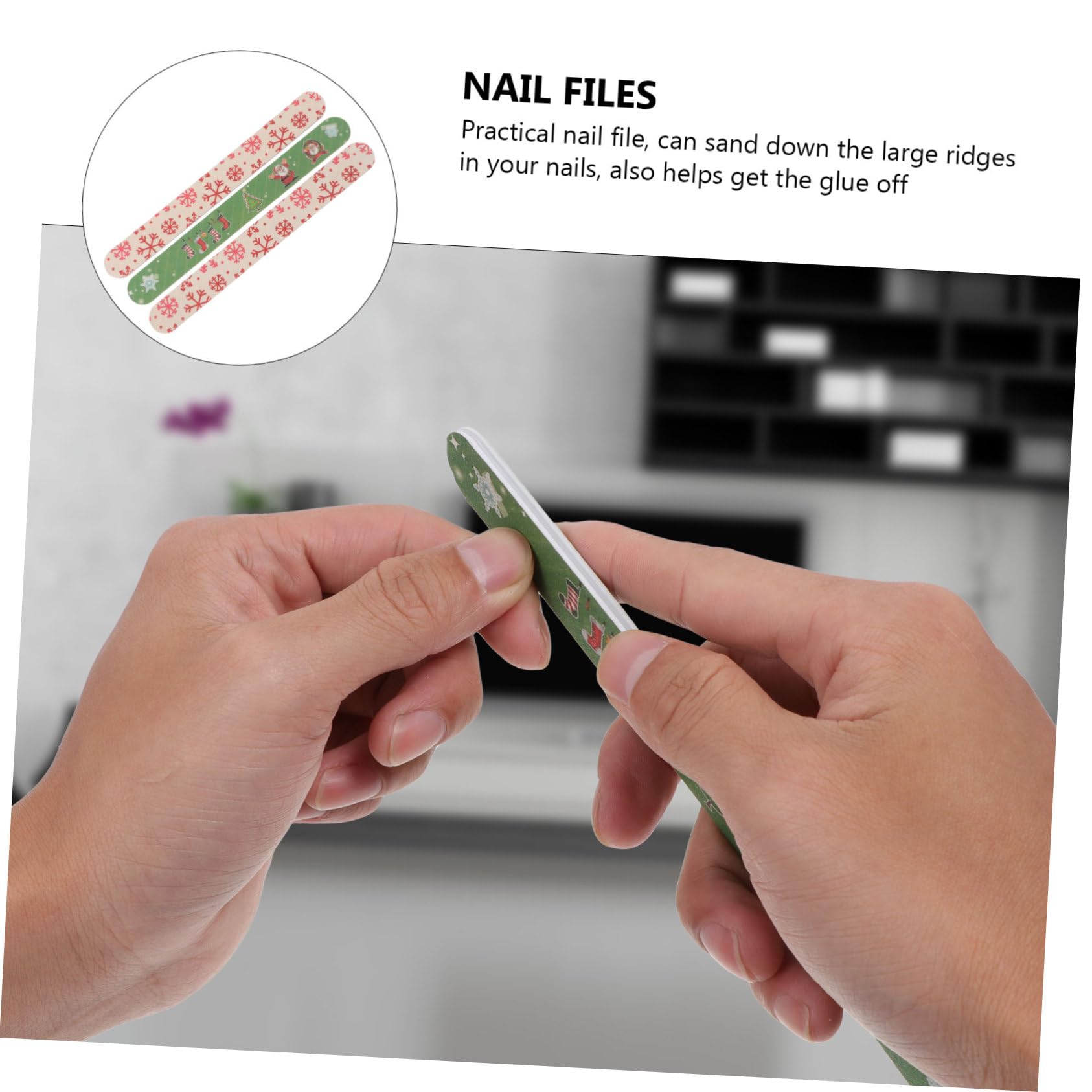 Ipetboom 12pezzi Unghie Natalizie Strumenti per Manicure Art Fai da Te Salone Unghie Grana Grossa per Naturali Finte e Extension Stile Casuale