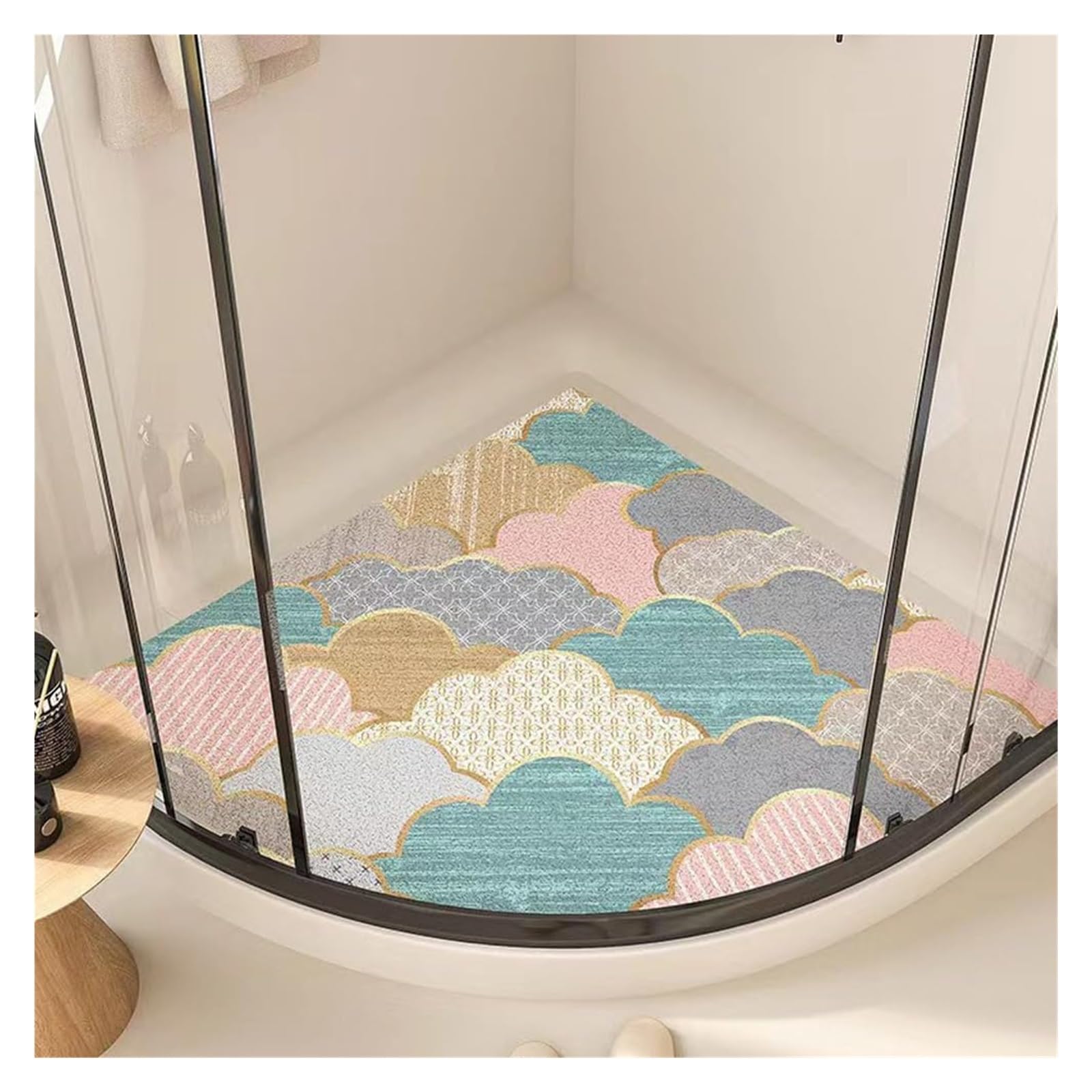Alfombrilla de baño, alfombrilla de ducha de esquina, alfombrillas de baño curvas for ducha interior, alfombrilla de baño con sector de lufa, alfombrilla antideslizante for el suelo del baño, alfombri
