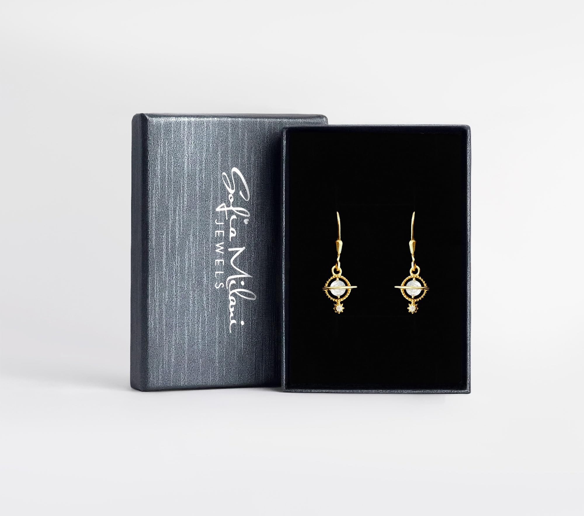 SOFIA MILANI - Damen Ohrringe 925 Silber - mit Zirkonia Steinen - Saturn Ohrhänger