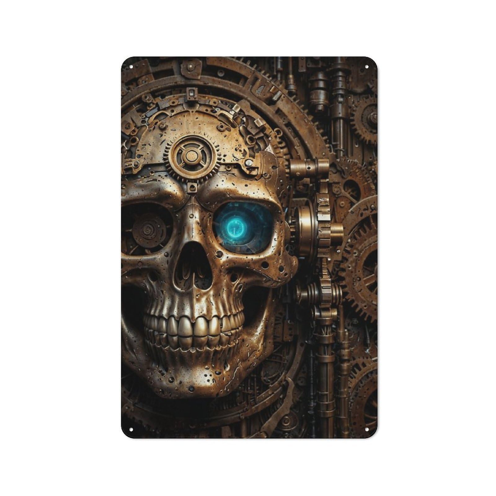 Junmoney Eerie Steampunk Skull Vintage Vintage Tin Sign 30X20cm Featuring Cafe Wall Decor For Coffee Bar, Kitchen, Bistro Or Tea Corner