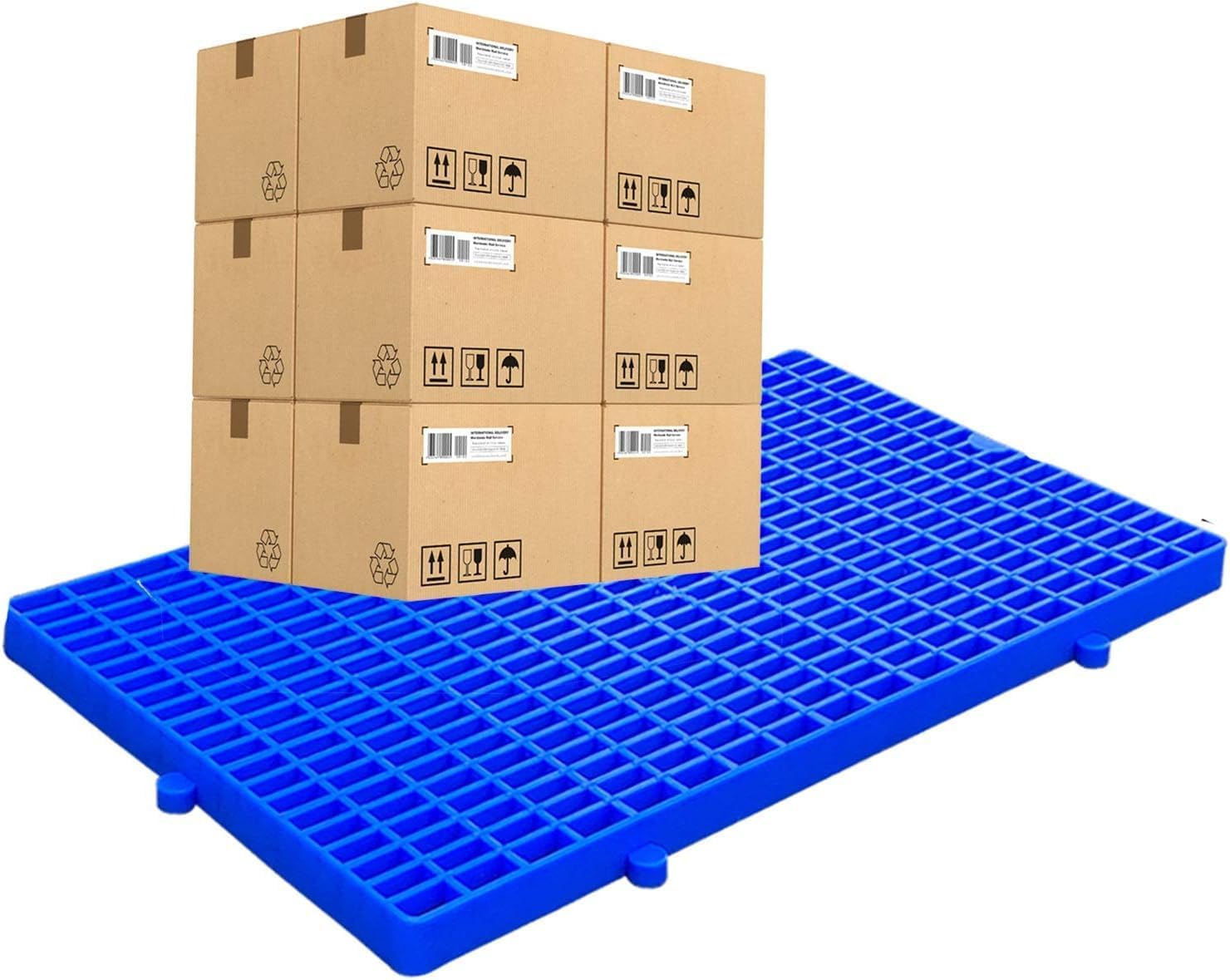 LNNW Lightweight Plastic Pallets, Cargo Storage Racks, Warehouse Floor Small Racks, Combination Plastic Grid Pad, Easy Stacking Floor Pallets for Garage Supermarket Basement