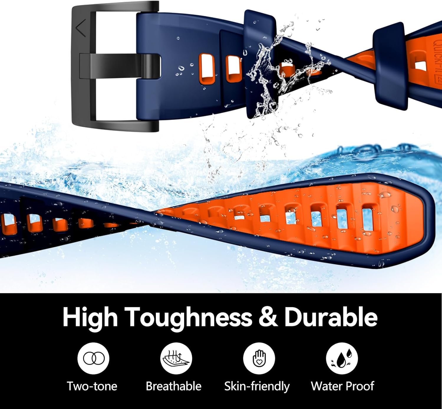 Compatible with Garmin Fenix 8 51mm/Fenix 7X Band, 26mm Easy-fit Sport Silicone Strap for Fenix 7X Pro/Fenix 5X/Fenix 5X Plus/Fenix 6X/Fenix 6X Pro/Fenix 3/Fenix 3 HR Smartwatches - Image 3