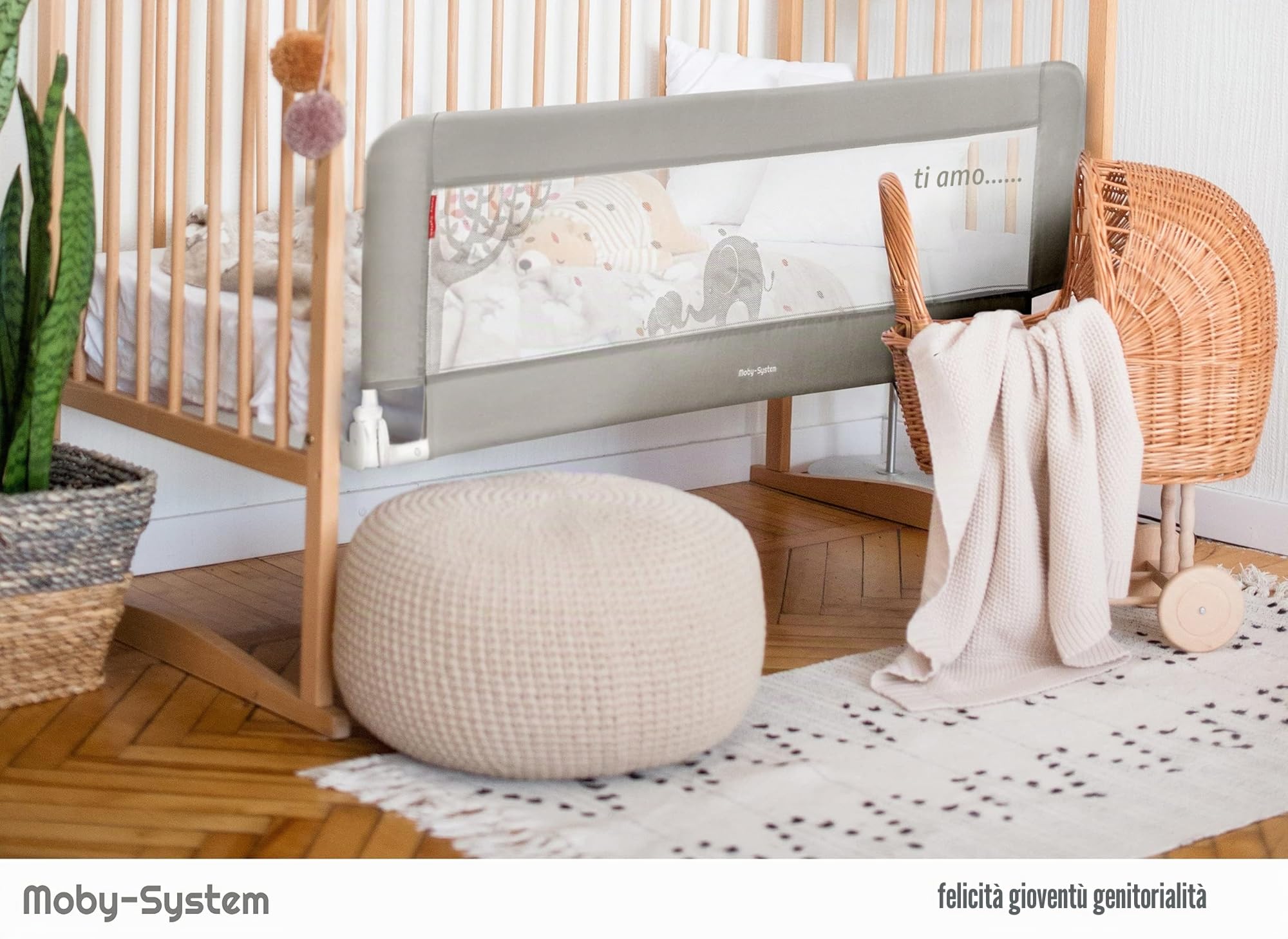 Moby-System Barriera Letto Bambini Pieghevole – Barriera di Sicurezza Anticaduta con Doppia Parete e Rete Traspirante, Conforme BS 7972 – 154×42 cm