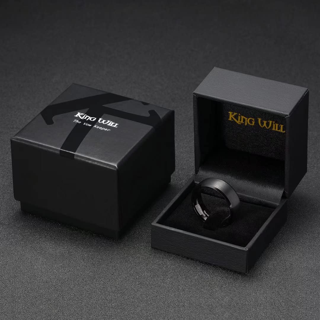 King Will BASIC Bague pour homme en carbure de tungstène 8 mm Bords biseautés polis Finition brossée mate