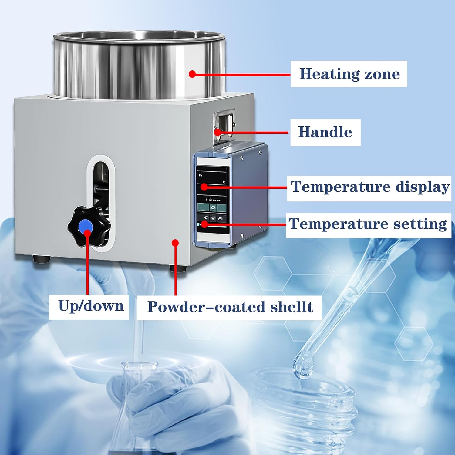 Professional Digital Water Bath for Labs - 2L/3L/5L Capacity, Precise Temperature Control with Lift-Type Heating, Scientific Research Equipment 5L