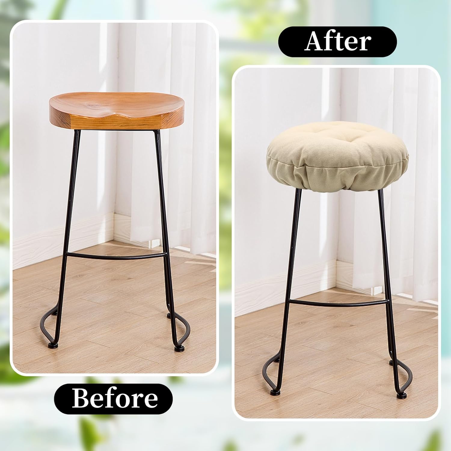 Stool Cushion Round with Non Slip Bottom, Elastic Padded Bar Stool Covers Hot Pink 20" Pack of 4