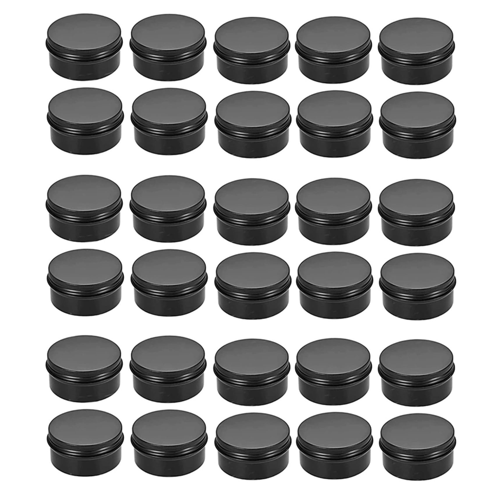 Hndhbfgrt 30Packs Empty Jars 80Ml Black Round Aluminum Tin Cans Top Metal Steel Tins Lip Balm Tins Box Cosmetic Containers
