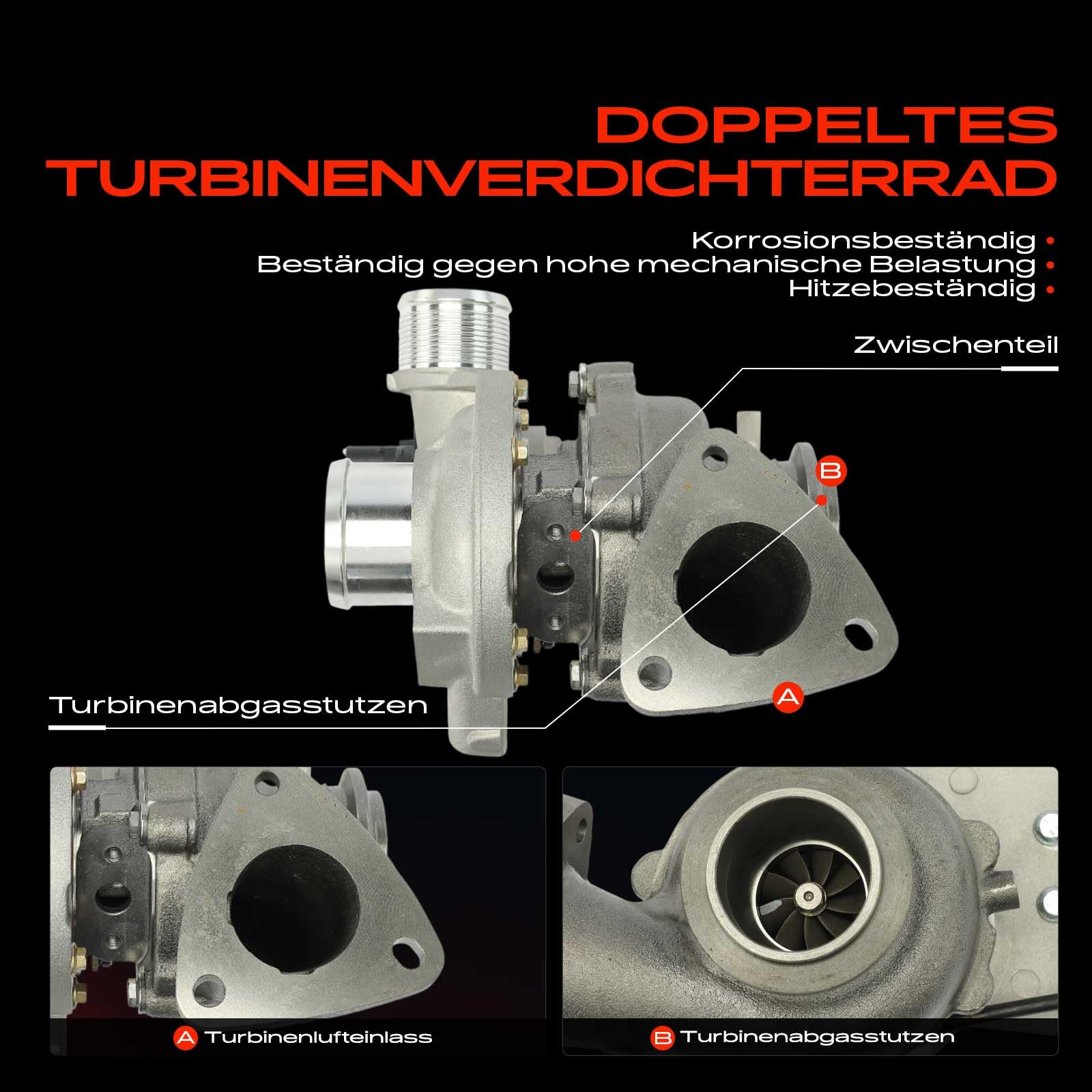 Frankberg Turbocompresor con juntas 2011903 | Compatible con: Autobús de tránsito V363 FAD FBD, Autobús Transit Custom V362 F3, Caja Transit V363 FCD FDD