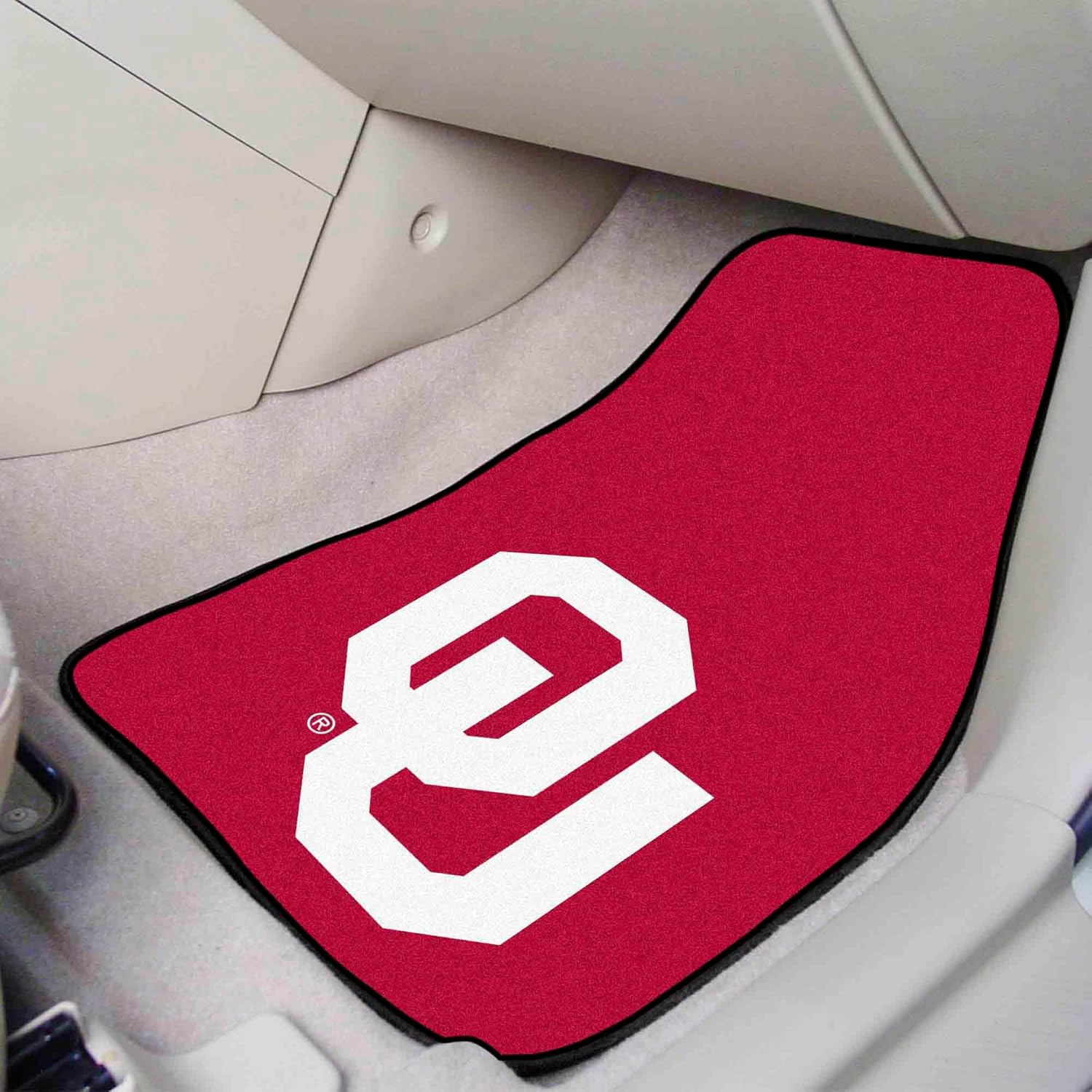 FANMATS - 5473 NCAA University of Oklahoma Sooners Nylon Face 2-pc Carpet Car Mat Set , 18"x27"