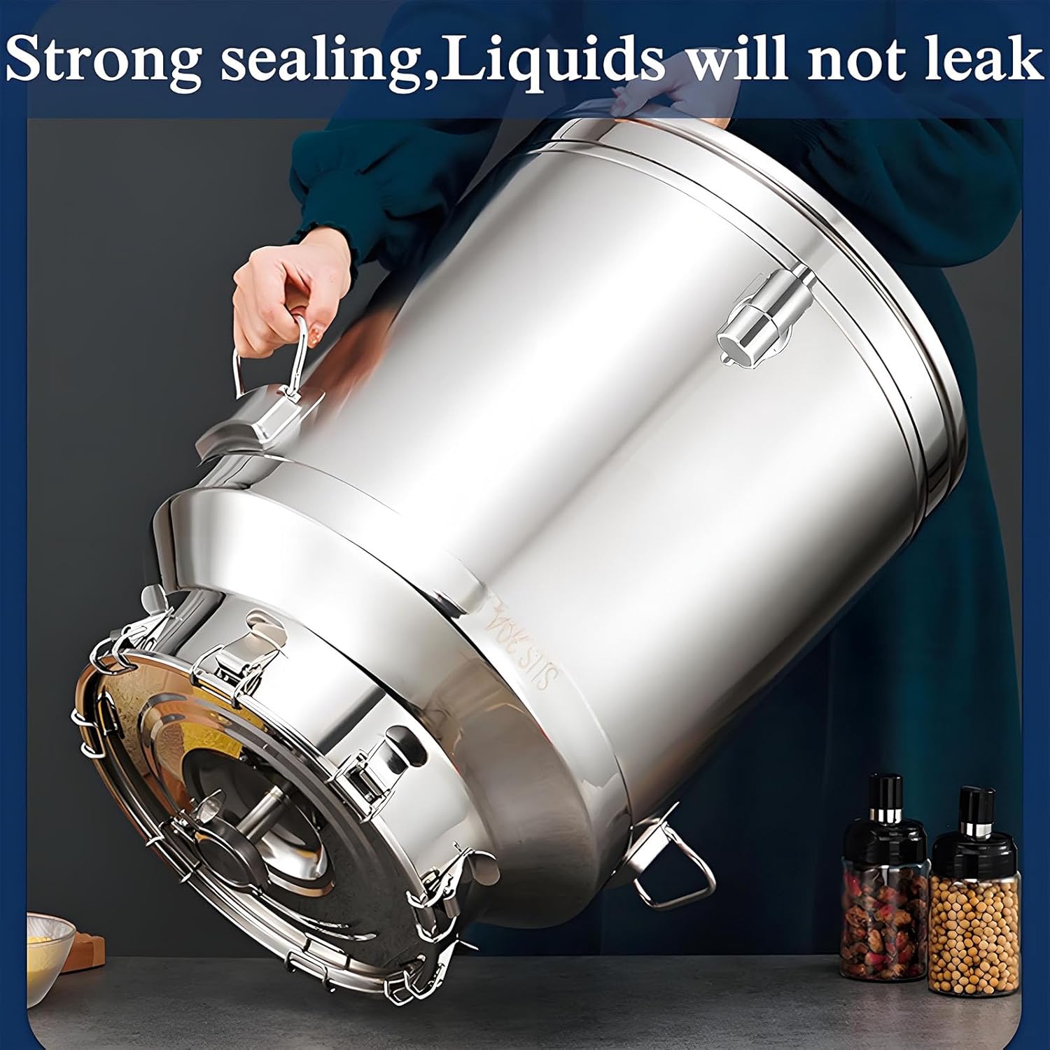 Stainless Steel Sealed Fermentation Tank,Milk Can with Faucet and Sealed Lid,15-125L Transport Container Home Brewing Milk Storage Container,25 * 36CM/15L