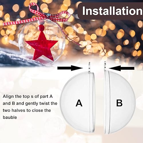 Miniatura 3 de 50 adornos rellenables de plástico transparente, bola de manualidades, bolas de adorno transparentes para manualidades, para Navidad, bomba de baño,