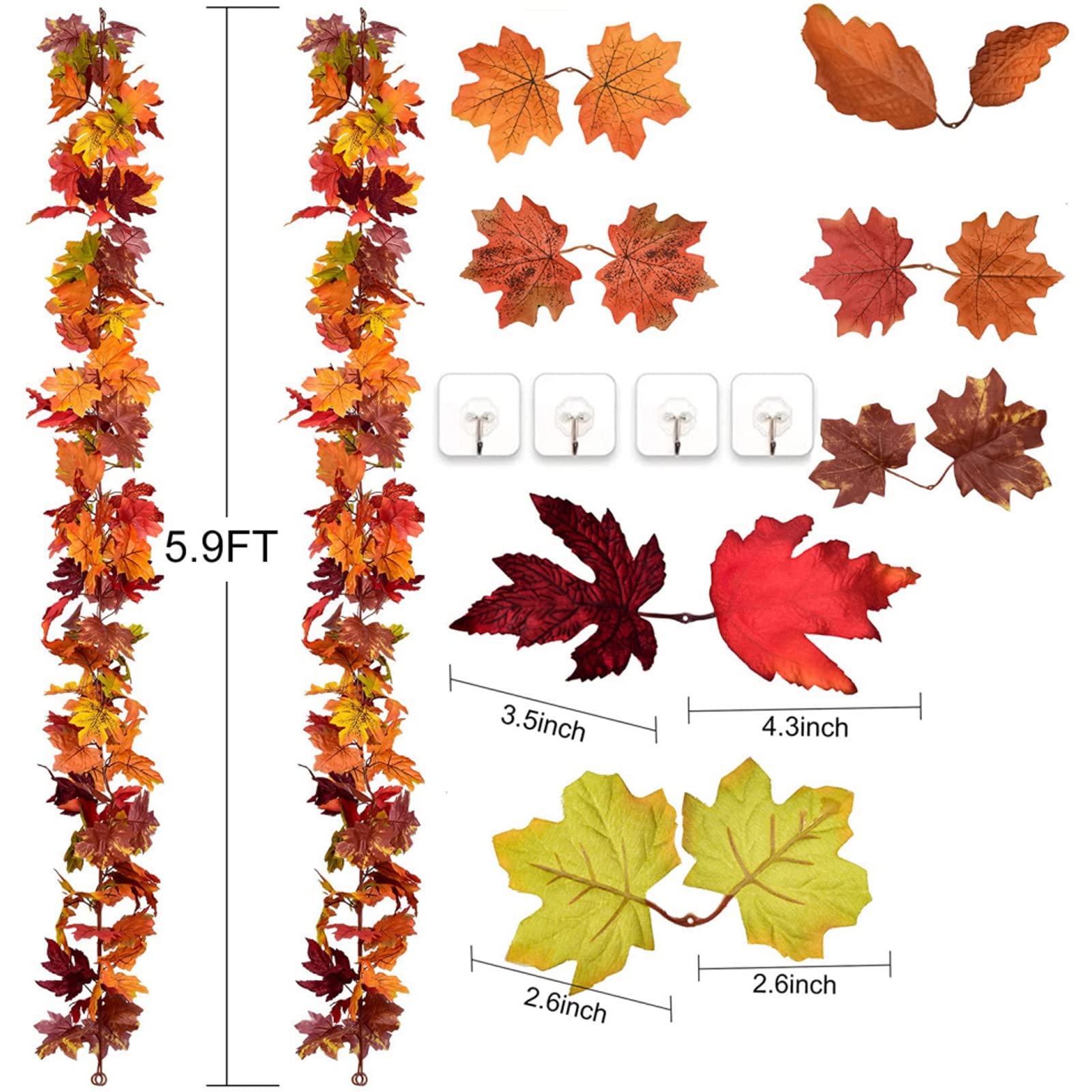 Ghirlanda Luci Foglie D'Acero Con Timer - 20 LED A Batteria Per Decorazioni Autunnali E Halloween - Foto 5