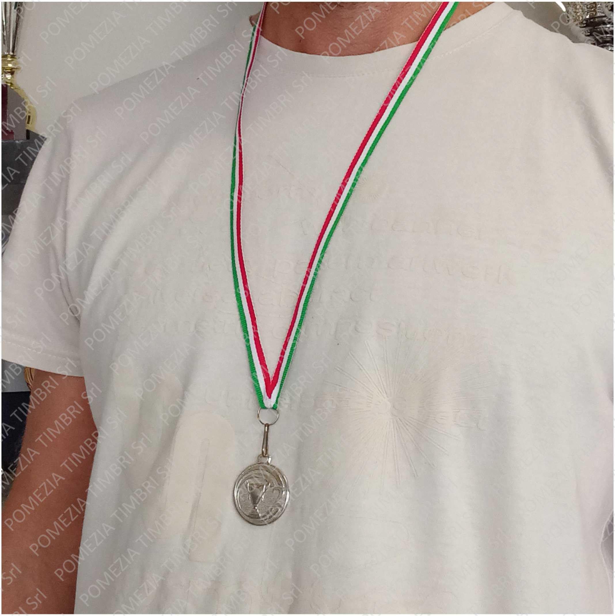Generico Medaglie premiazioni Sport in Metallo con Laccetto Tricolore Italia
