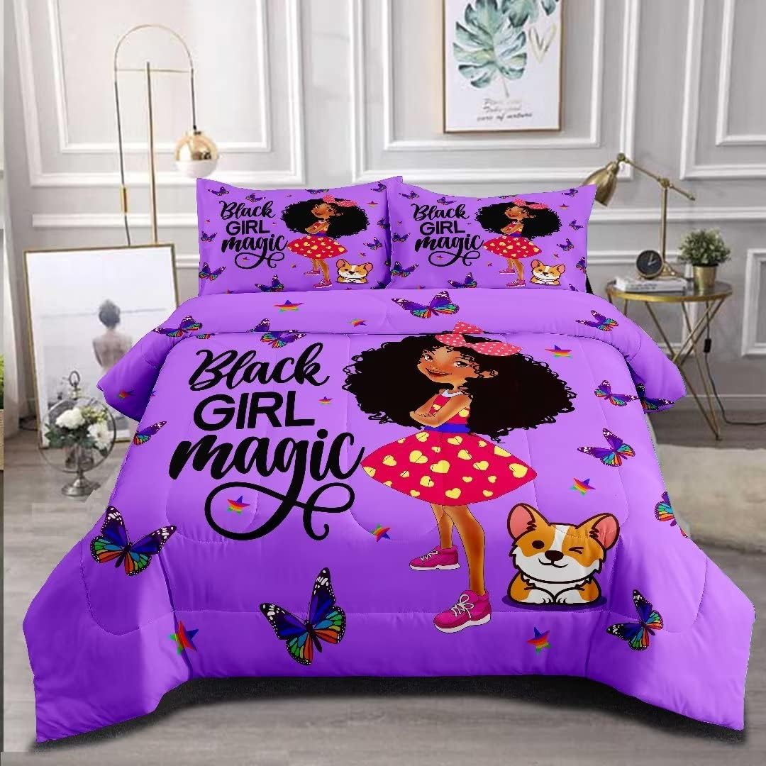 GRAT TIOC African American Black Girl Comforter Sets Twin