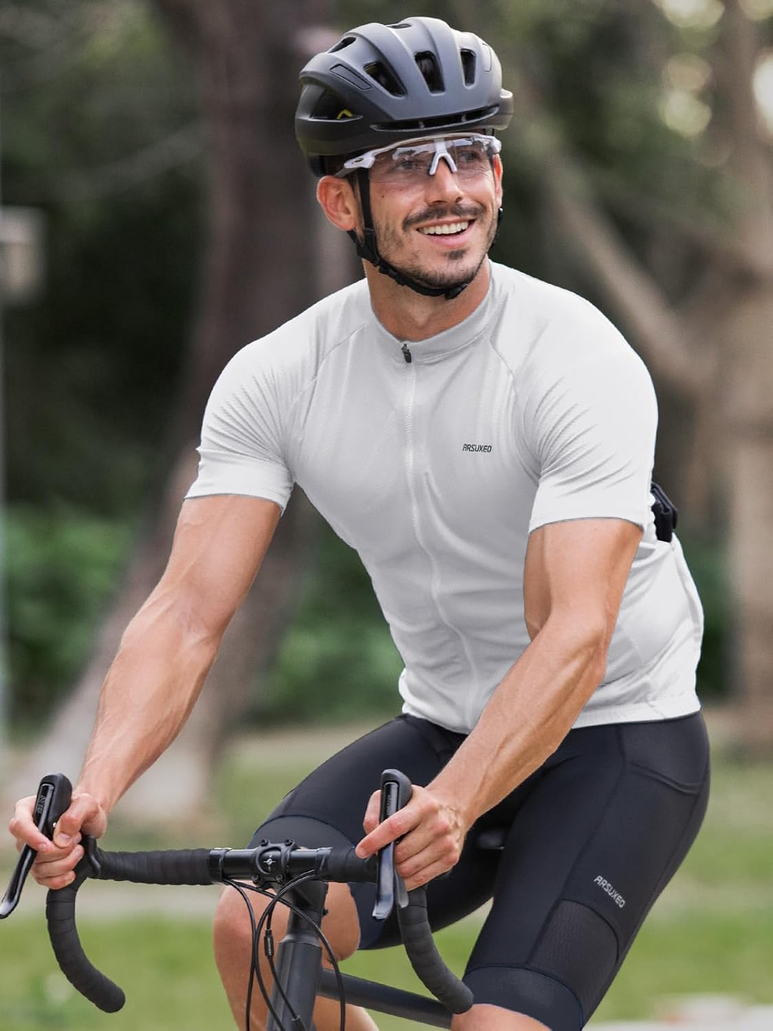 ARSUXEO Cycling Jersey Men Short Sleeves Ultra-Comfortable Road Bike Jersey Biking Bicycle Shirt - Image 2