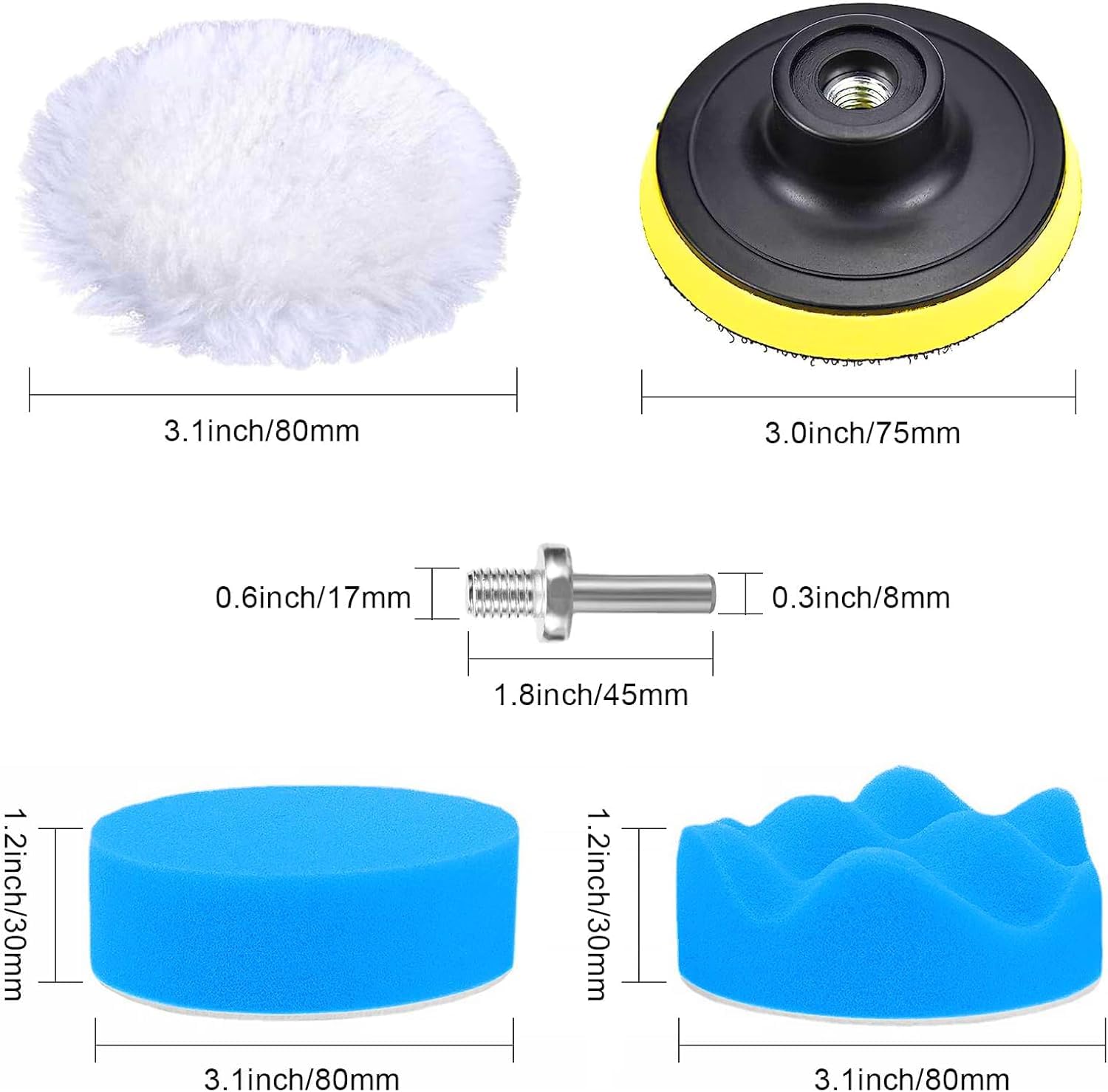 Lot De 6 Embouts Polissage Pour Visseuse Sans Fil BEASAFY - Tampons 125 Mm, Plateau Et Adaptateurs