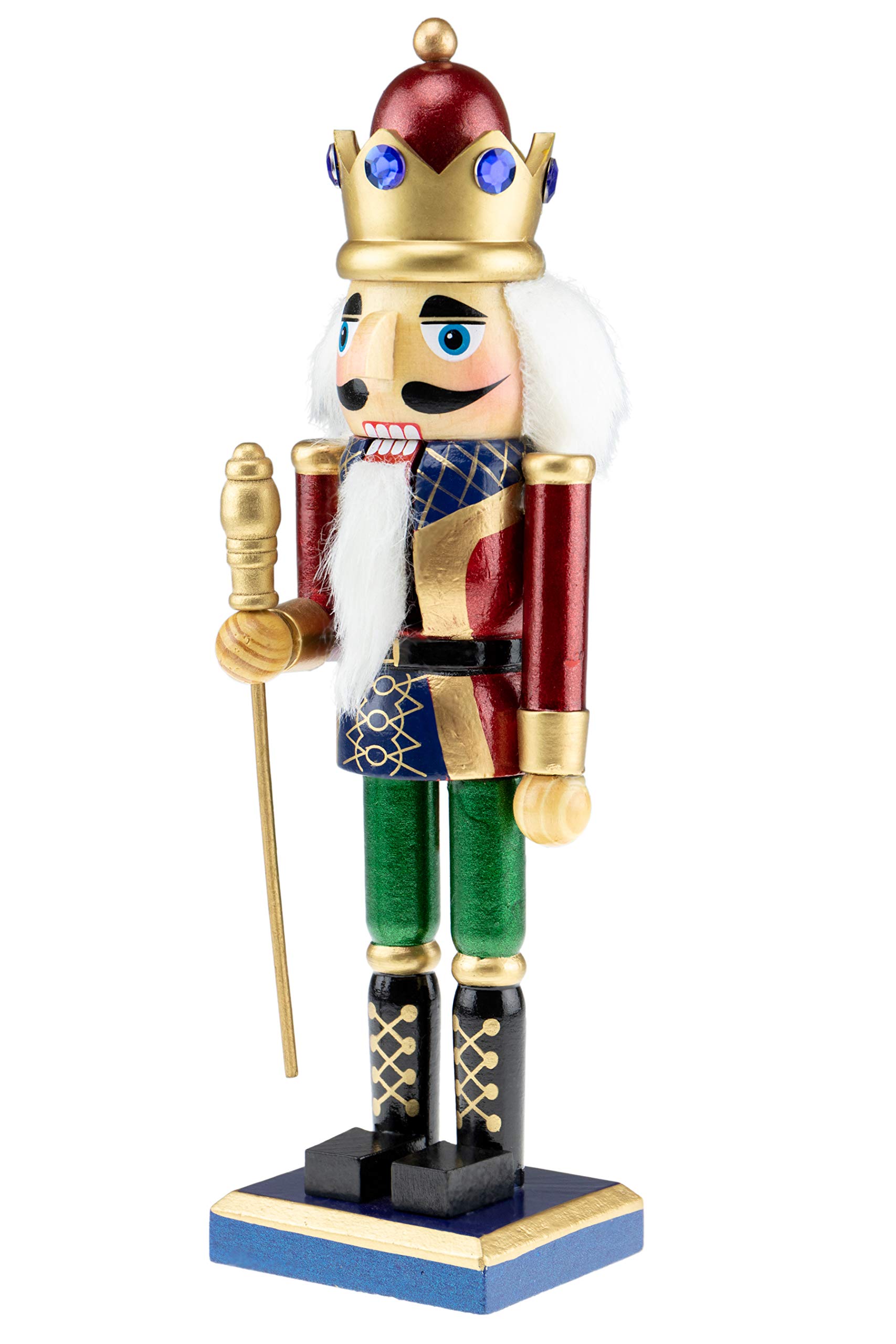 Clever Creations Nussknacker-König 30,5cm - Traditionelle Weihnachtsdeko Aus Holz Mit Goldglitzer