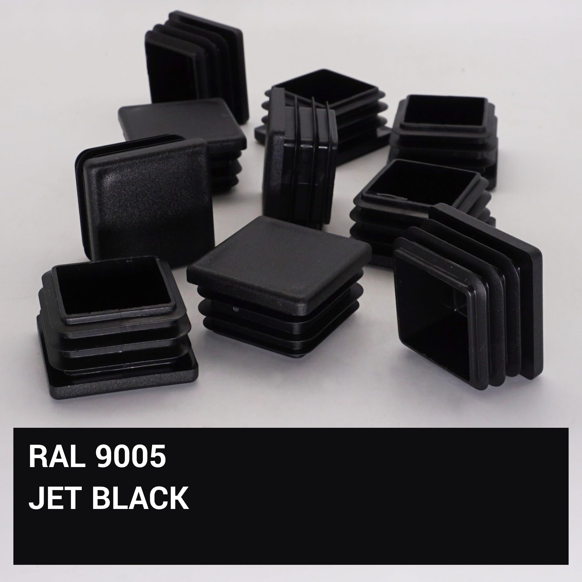 SKIR'CO (10 pcs) Square Plastic Plugs 40 x 40 mm, Mat Tube End Caps, Square Tube Inserts, Fence Post Plugs, Black RAL 9005 - Image 3