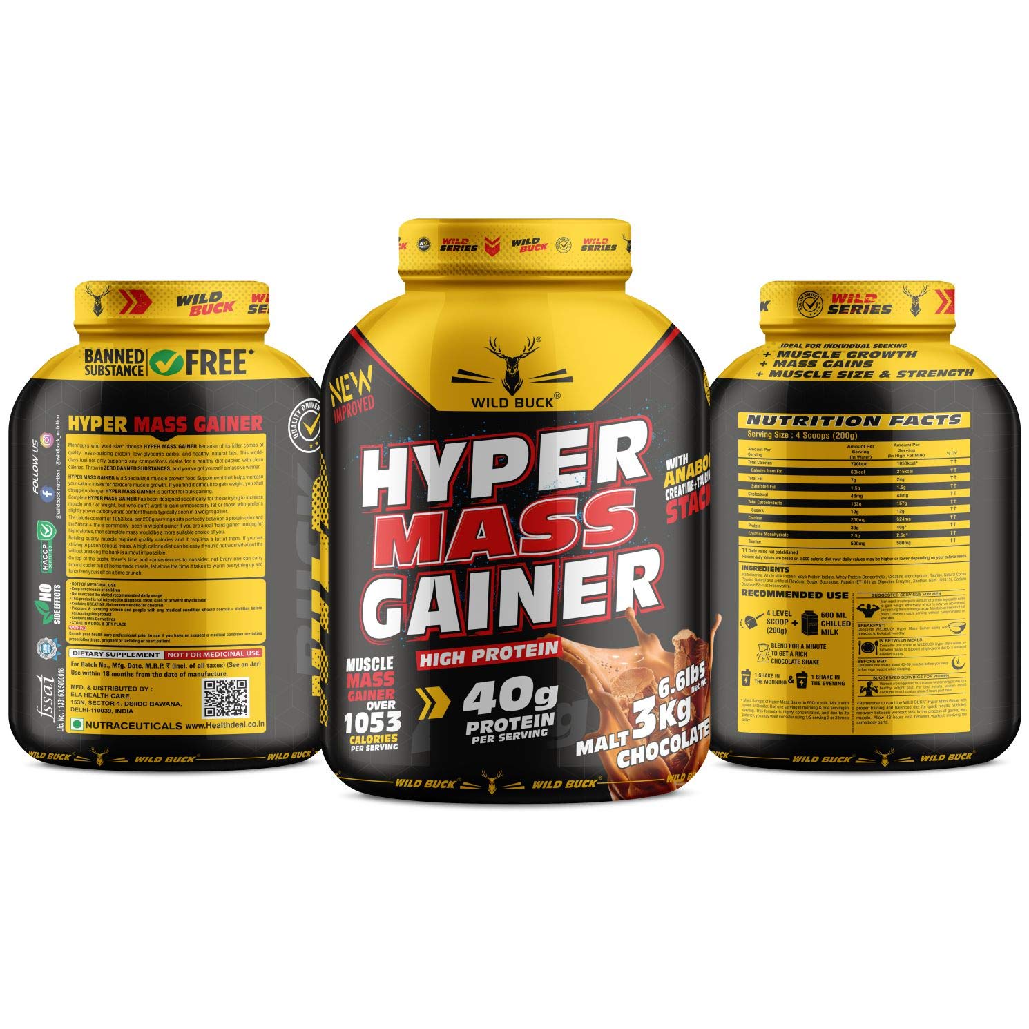 Buy Now Wild Buck Mass Gainer, High Protein Muscle Mass Gainer With