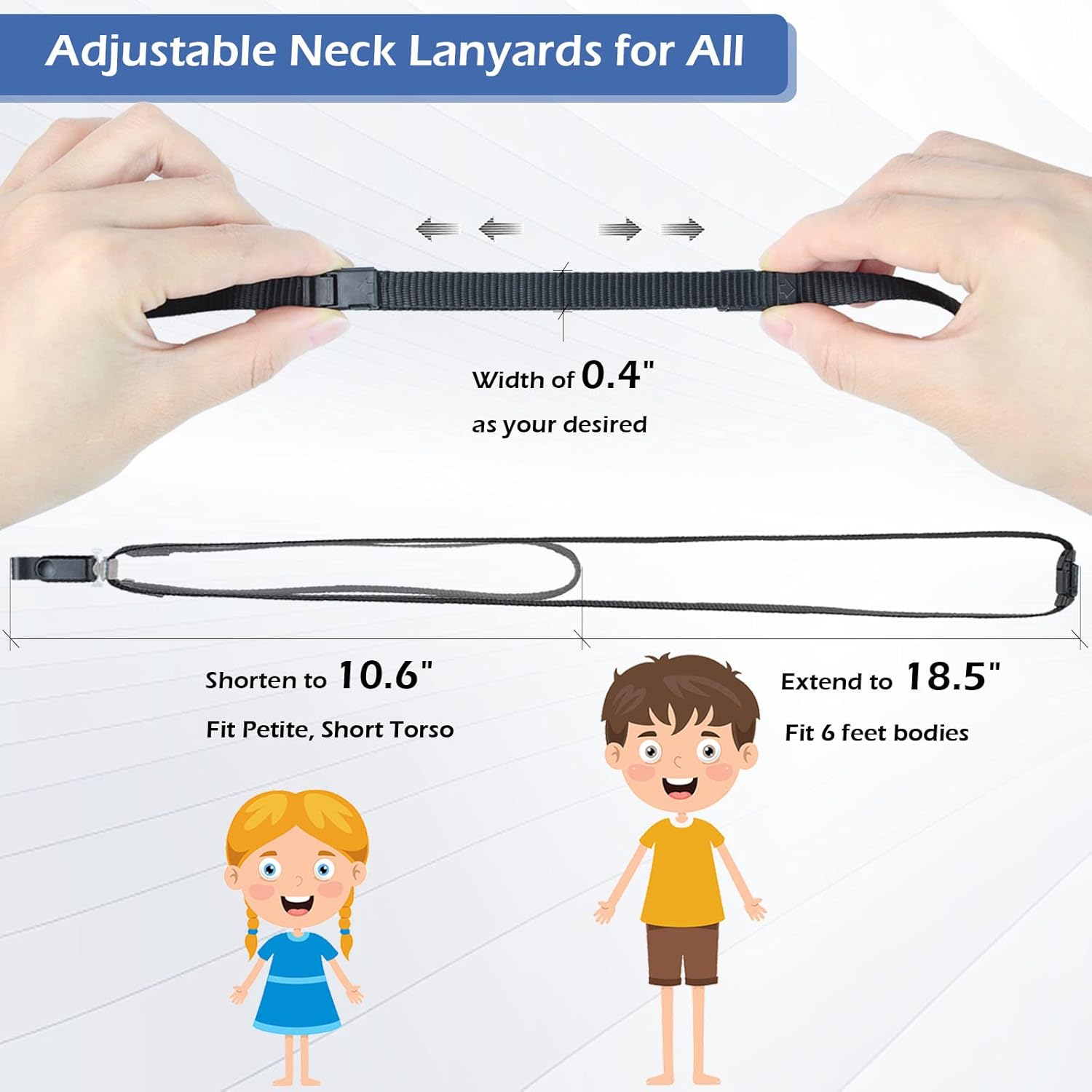 Badge Holder with Adjustable Lanyard, ID Card Holder Hard Plastic ID Badge Holder Heavy Duty, KMEOSCH 2 Vertical ID Card Name Badge Holders (Black, Top Load) - Image 5