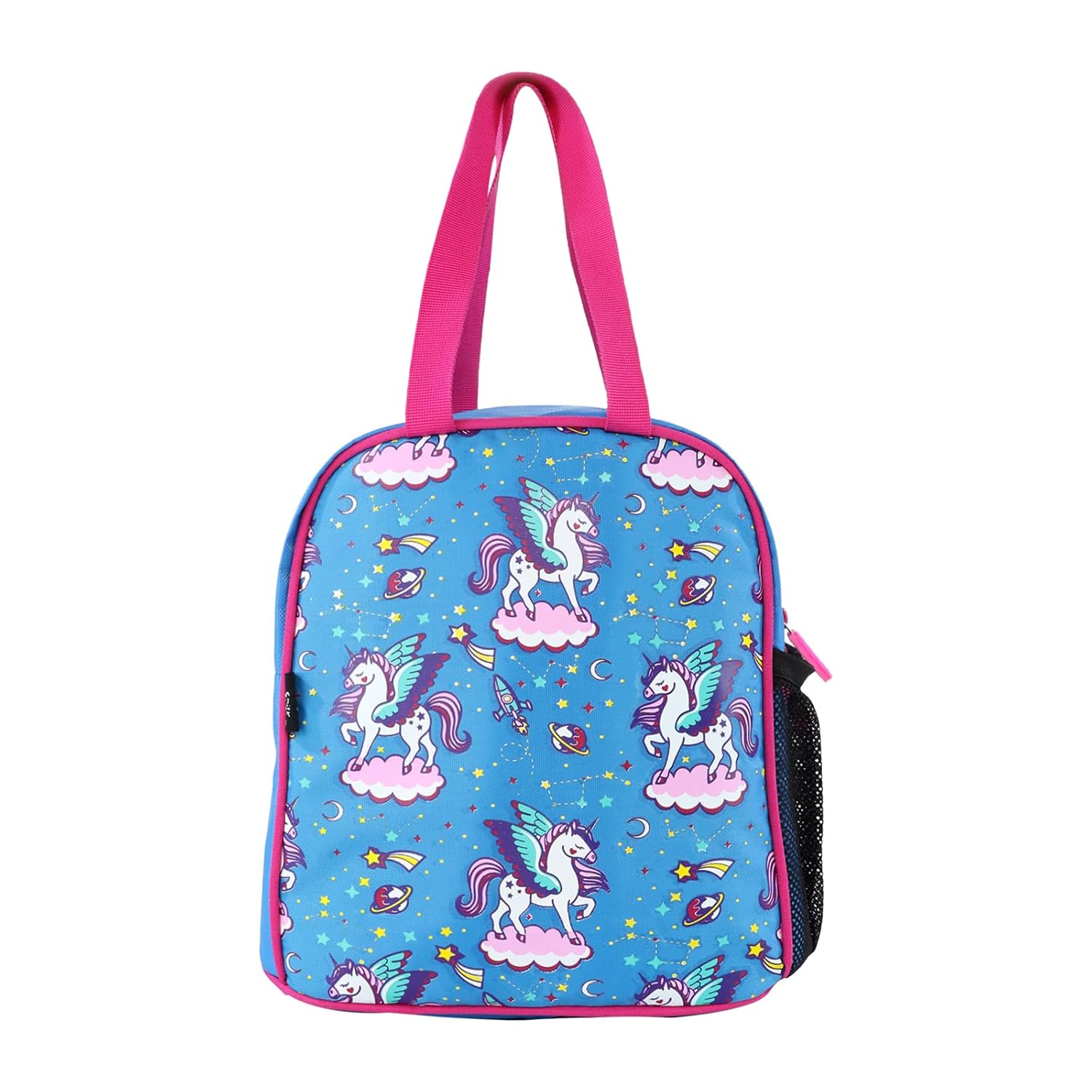 Smily Kiddos Joy Lunch Bag for Kids – Unicorn Blue | BPA-Free, Lightweight, Single Compartment with Water Bottle Pouch | L...
