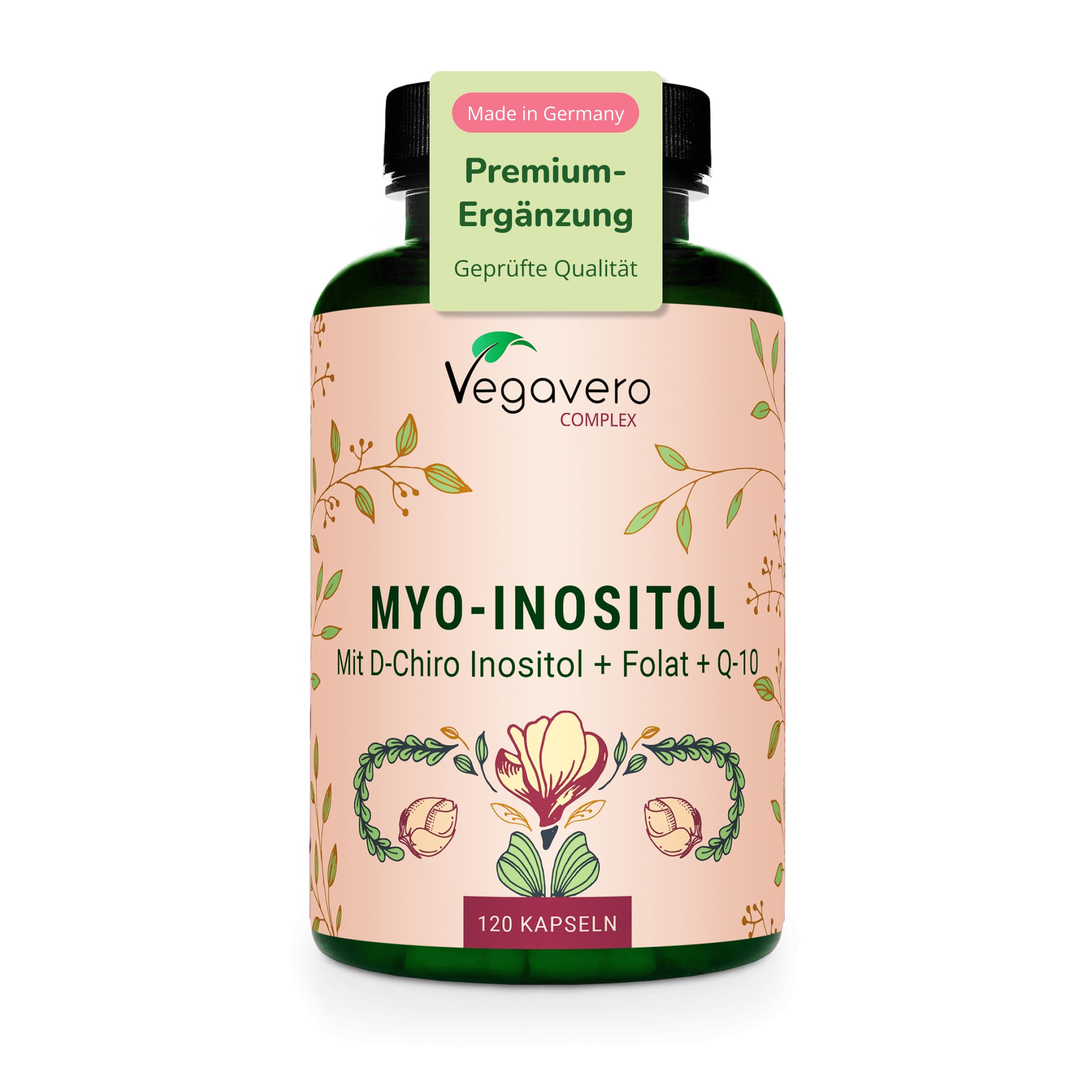 Vegavero Myo-Inositol Komplex - 120 Kapseln mit 1800 mg Myo Inositol, D-Chiro-Inositol, Resveratrol, Q10, Zink, Vitamin B6 & Folsäure - Hochdosiert, vegan, ohne Zusatzstoffe (Packung mit 2)