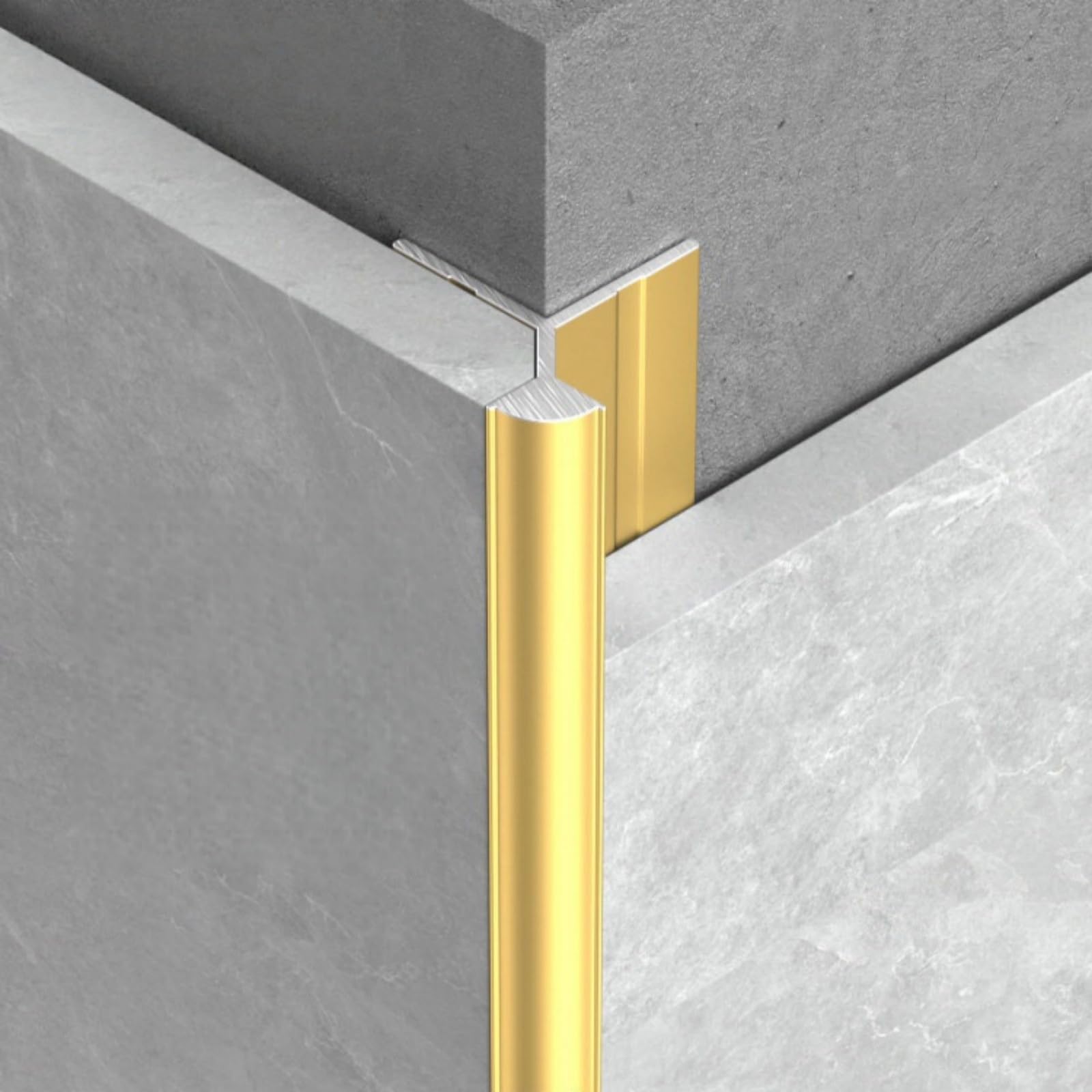 Runde Eck-Wandpaneelverkleidung, Fliesenkantenstreifen, Aluminium-Fliesen-Finishing-Borten für 4–14 mm Fliesen, 100 cm, 2 Stück, gebogenes Design, Kollisionsschutz, dekorative Zierleiste für