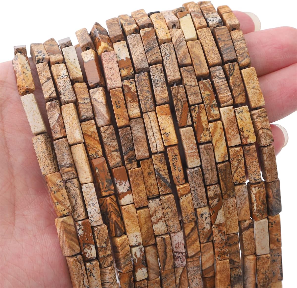 Natural Brown Picture Jasper Tube Beads Rectangle 4x13mm 40cm/Strand Stone Beads for Jewelry Making - Image 3