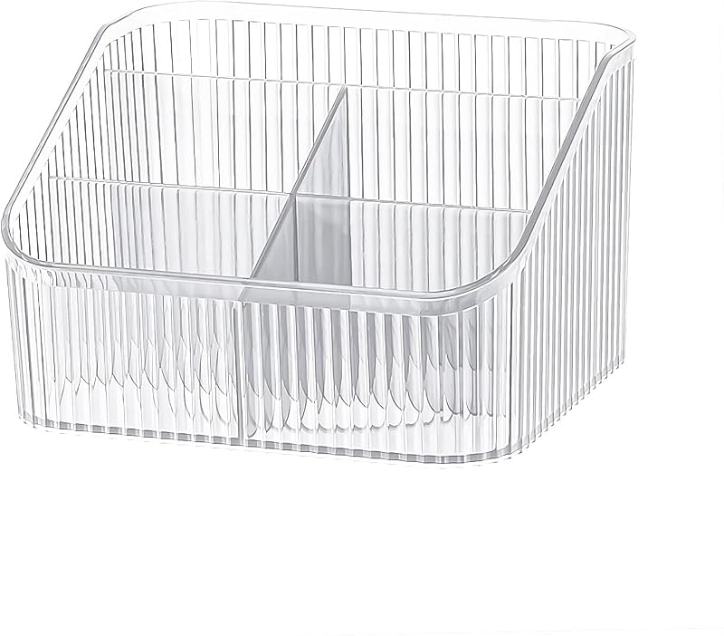 Porta-pincéis de maquiagem DASITON com 5 compartimentos, plástico transparente, Clear-L
