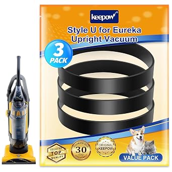 KEEPOW Style U Belts for Eureka Airspeed Upright Vacuum AS1000A, AS1001A, AS2000A, 4100,4700,5190,5700, Replace Part 83797, 61120, 61120A,61120B, 61120C, 61120D, 61120F, 61120G 3 Pack