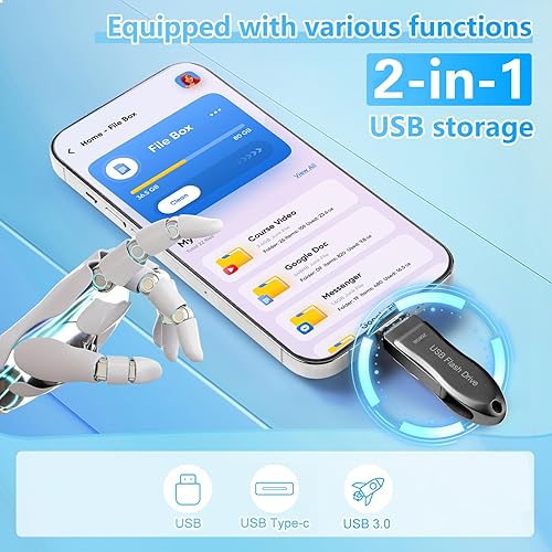 Miniatura 4 de Unidad flash USB C de 256 GB para teléfono Photo Stick Thumb Drive Android USB C Memory Stick Almacenamiento de fotos DEZOBYTE Compatible Phone Pad