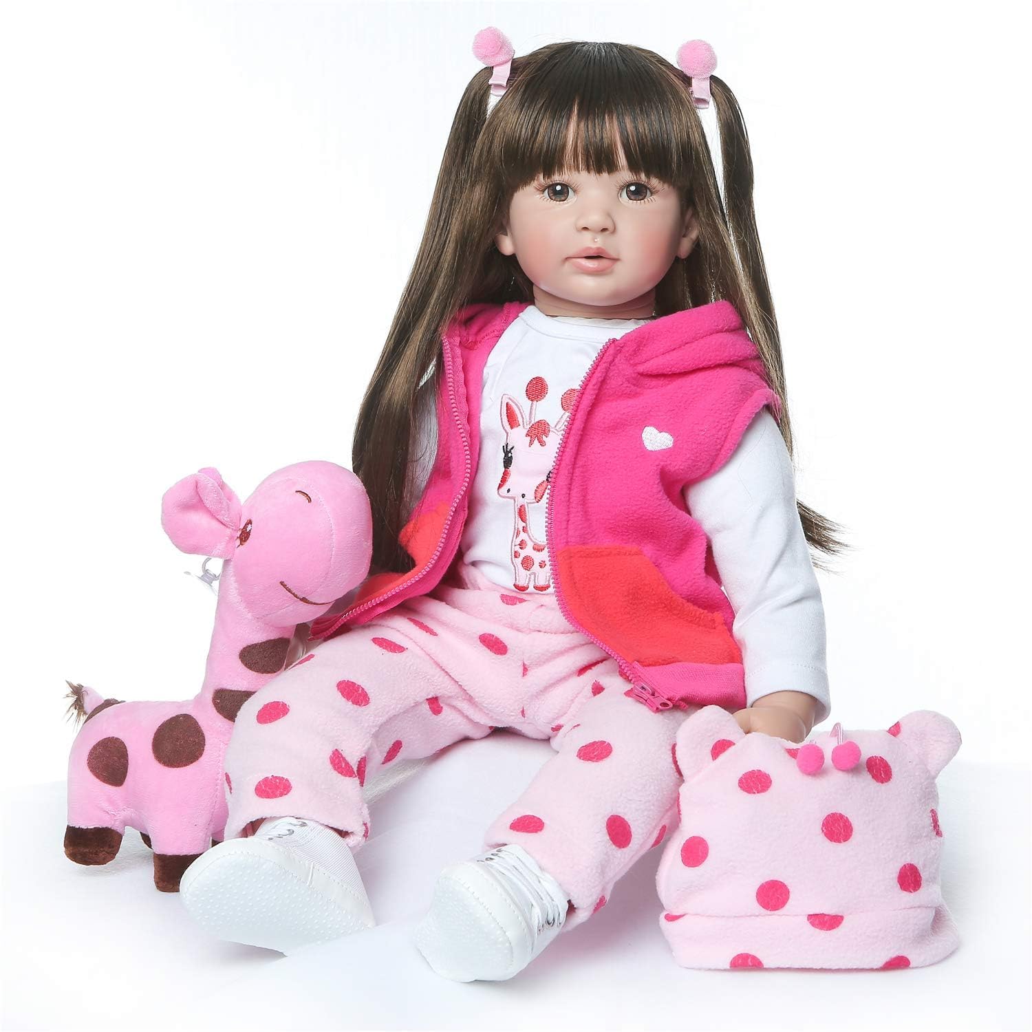 Zero Pam Reborn Toddler Girl Dolls 24 inch Real Princess Girl , Named Aurora , with Beautiful Princess Dress and Magnet Pacifier , Birthday Gifts for Kids Age 3+ … (8)