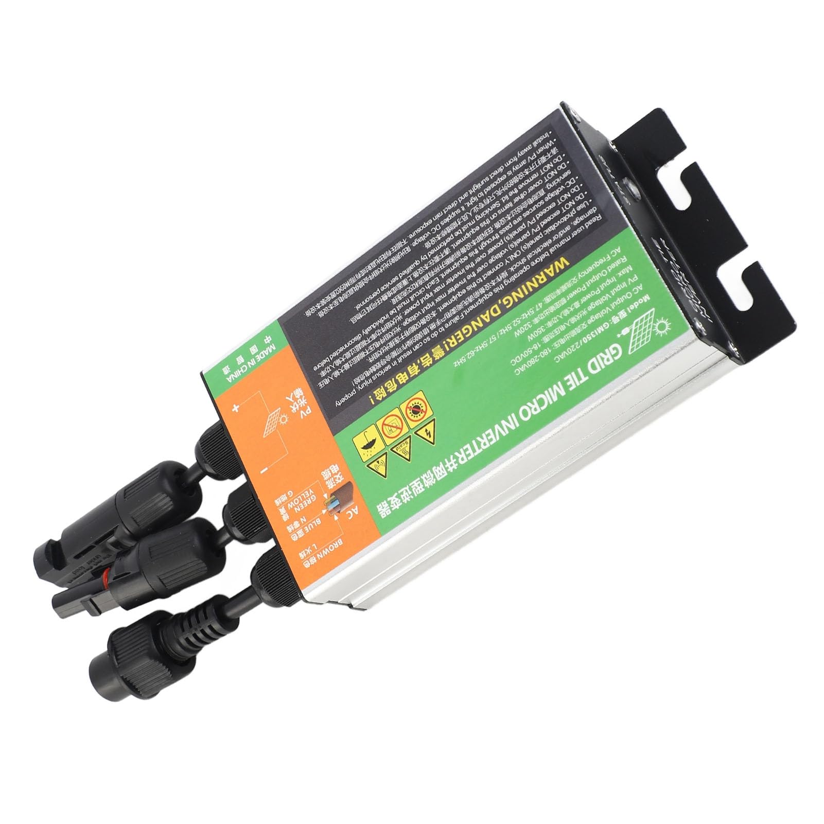 Inverter a Onda Sinusoidale Pura da 350 W, Inverter a Rete da 350 W in Lega di Alluminio AC 220 V con Protezione della Temperatura e della Tensione per la Produzione di Energia Fotovoltaica