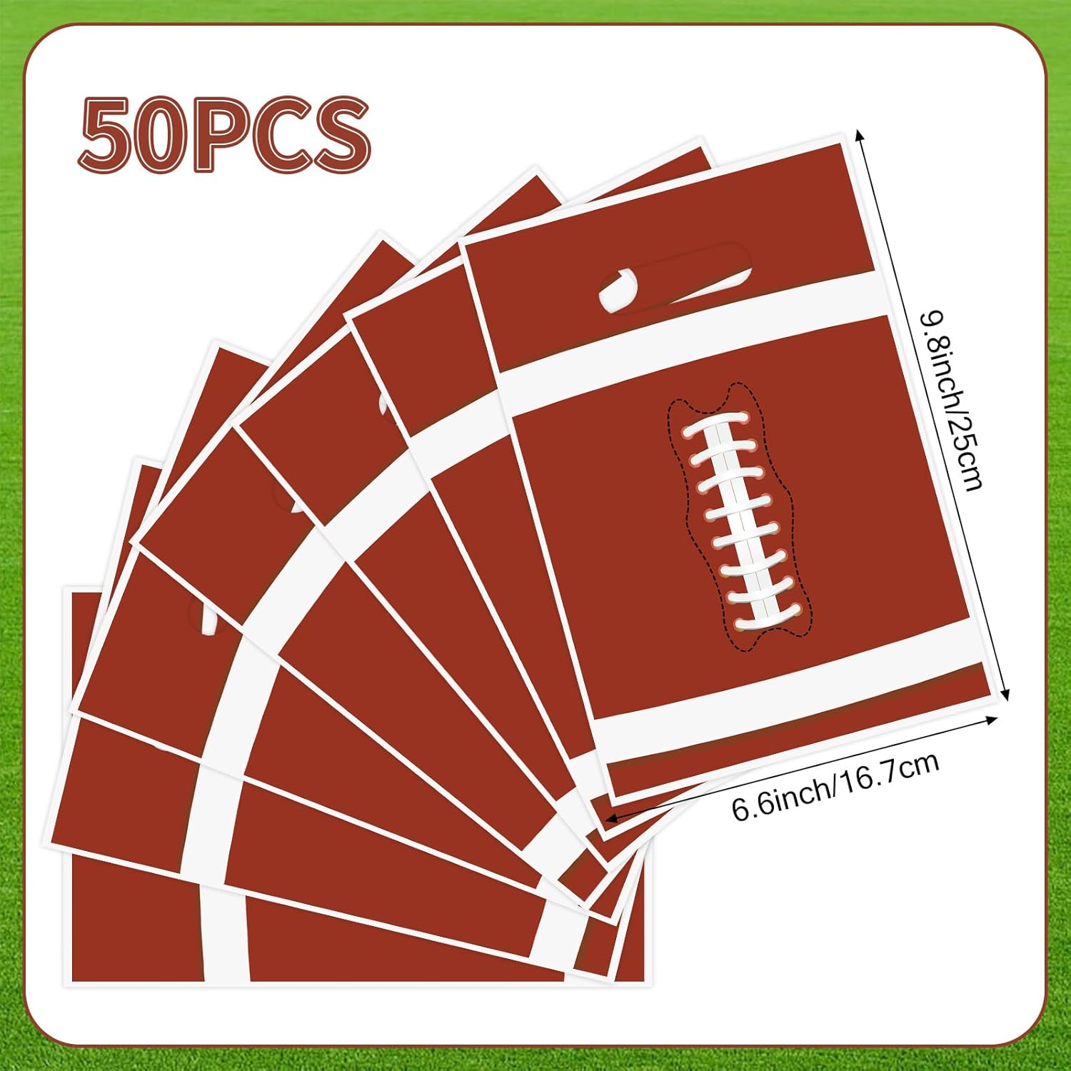 Hxezoc 50 Pieces Football Gift Bags with Handle, Plastic Treat Candy Bag Sport Favor Bags For Kids Birthday Party Decoration Supplies - Image 2