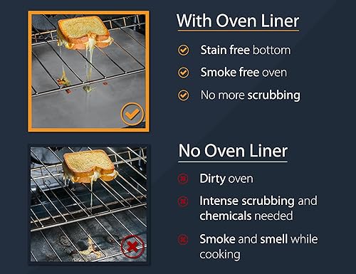 Miniatura 6 de Revestimientos de horno para la parte inferior del horno, paquete de 3 tapetes grandes y resistentes, 16.25 x 23 pulgadas, antiadherentes,