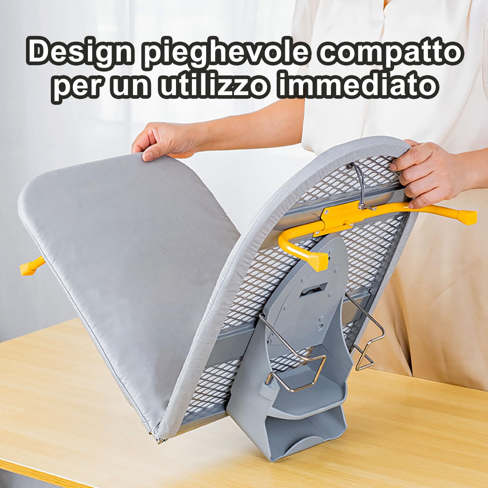 Vassoio pieghevole Groyell da stiro, ripiano in ferro, tavolo portatile, piedini antiscivolo, rivestimento termico, salvaspazio, 89 x 33 cm