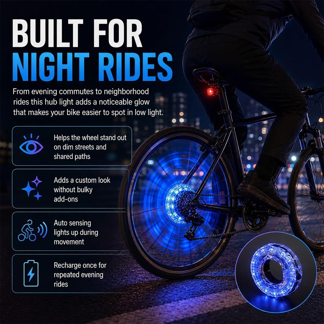 Luce LED per Raggi Ruota Bicicletta, Luce Lampeggiante Ricaricabile per Ruote Bici, luci LED Impermeabili e accattivanti per Ruote (compatibili Anche con Auto e Moto) con sensore di Movimento