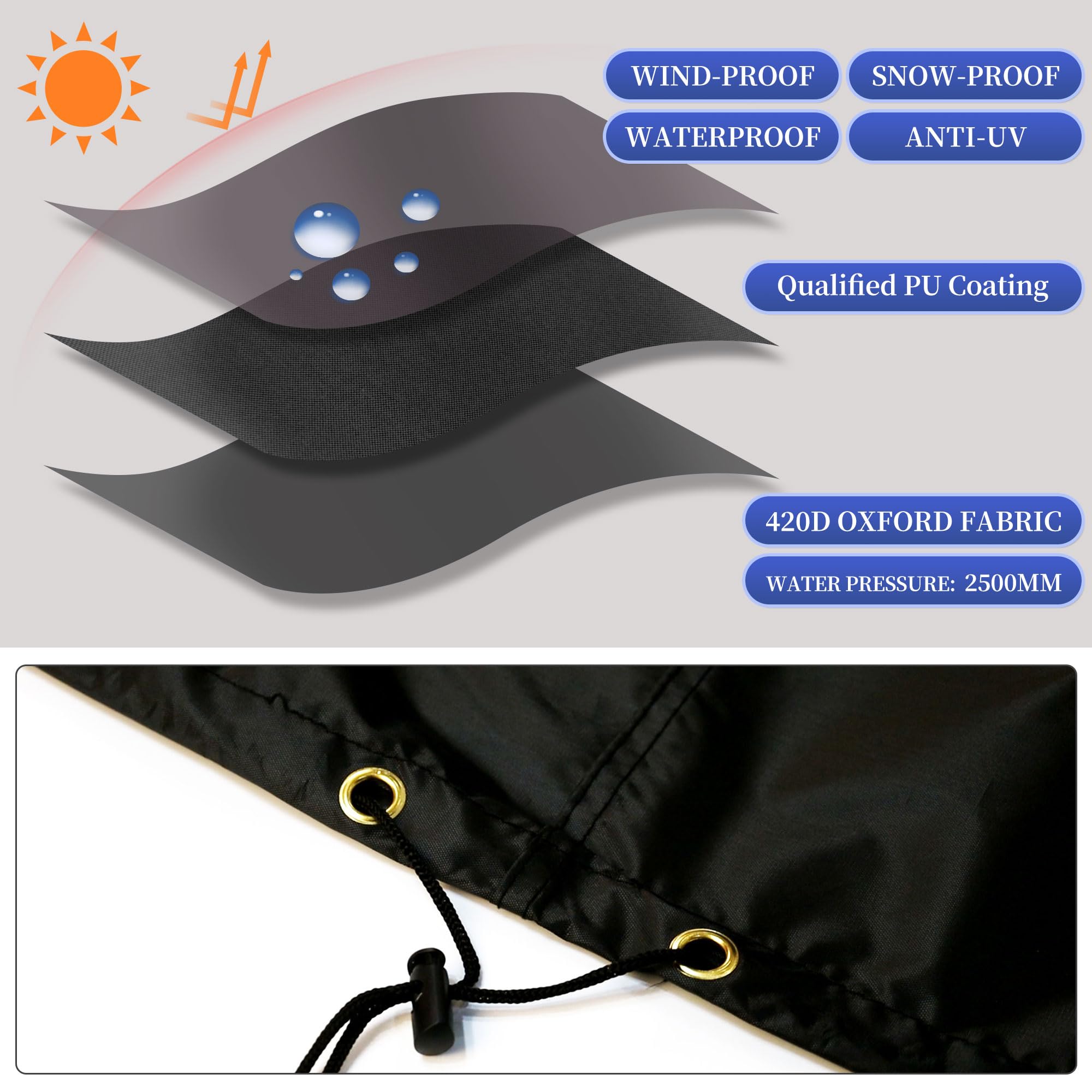 RICHIE Housse pour tondeuse à gazon – Tissu Oxford 420D robuste – Imperméable, coupe-vent, anti-UV
