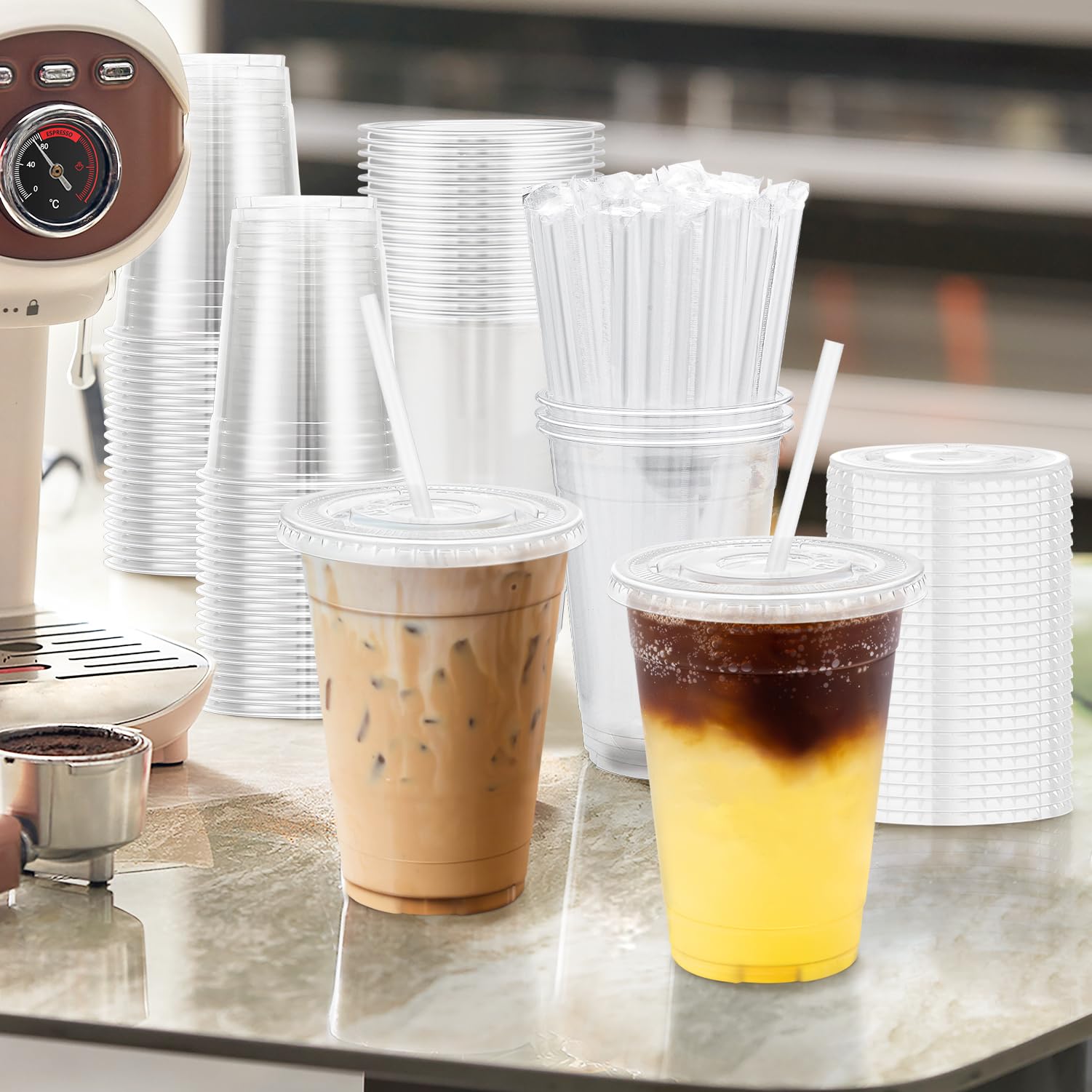 100 Pack 20 oz Plastic Cups, Clear Disposable Iced Coffee Cups — Amazon image 5