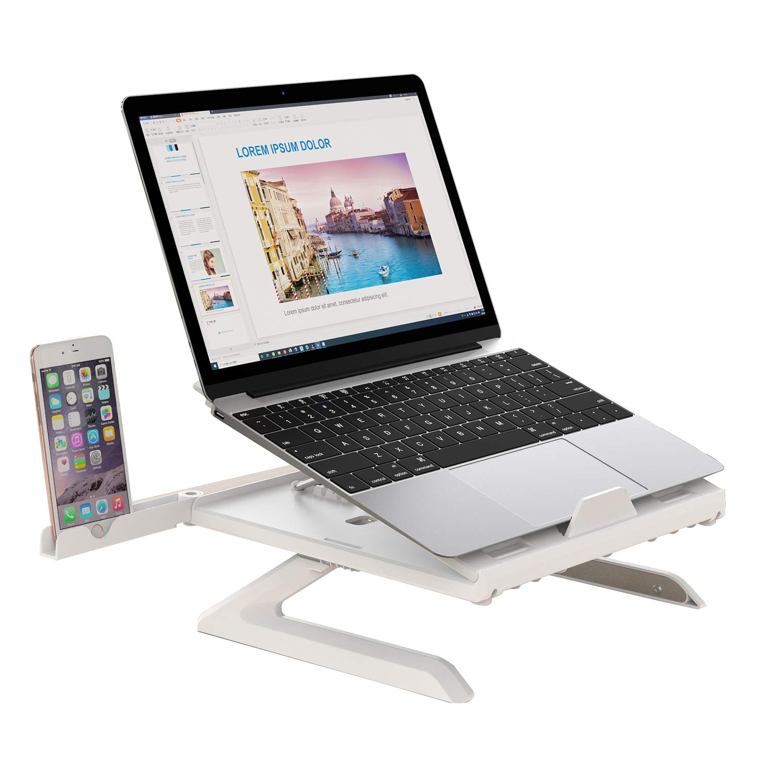 Olmaster Foldable Laptop Stand，Adjustable Multi-Angle Computer Riser,Portable Laptop Holder with Heat-Vent for MacBook, Air, Pro, Surface Laptop More 9-15.6 inches PC, Notebook