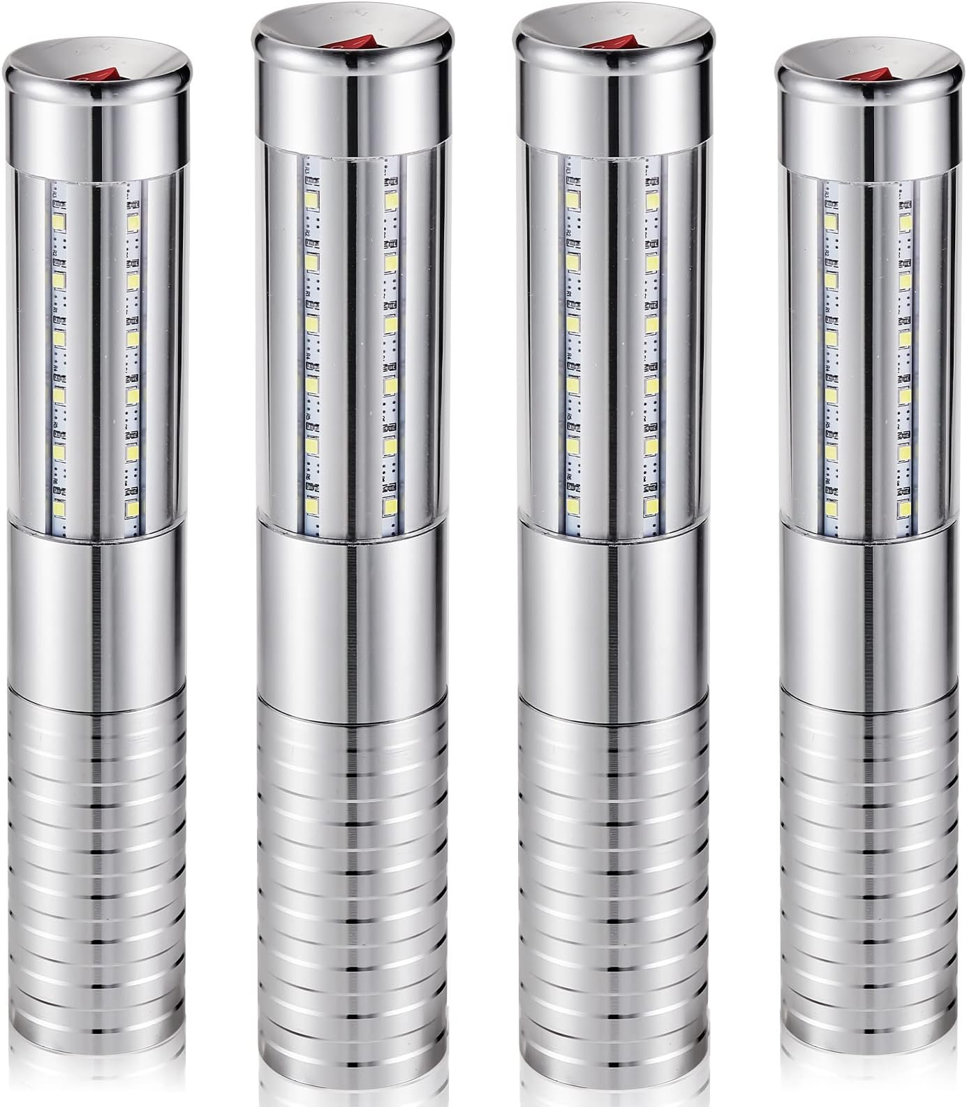 Civaner Upgrade 4 Pcs Bottle Service Lights LED Strobe Baton Bottle Girl Lights Rechargeable Handheld Flashing Club Signs for Birthday Wedding Party(Silver White Light)