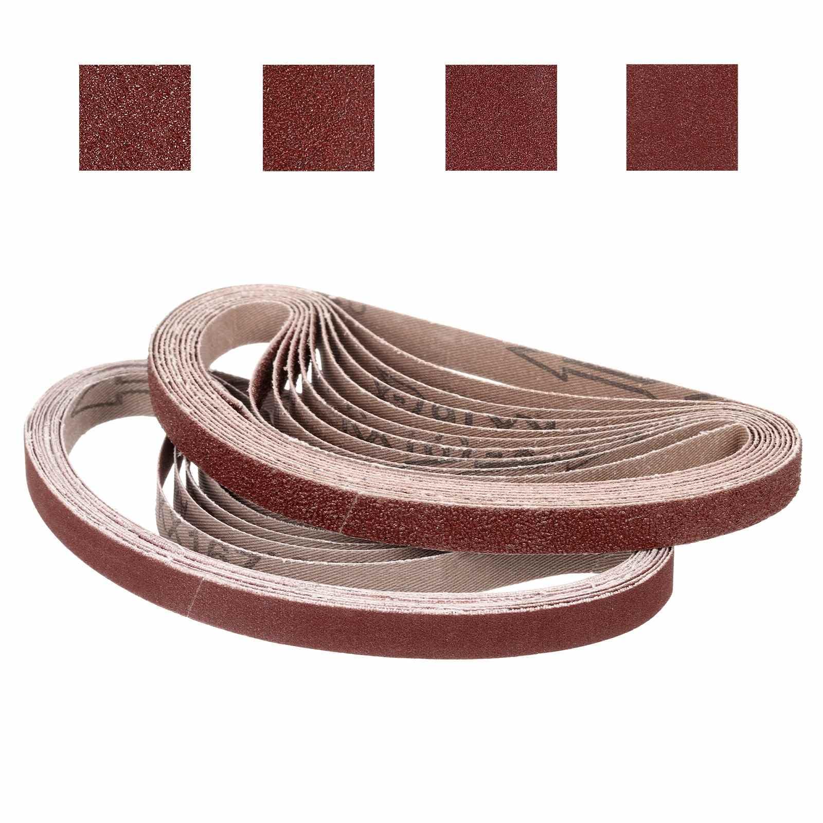CoCud 10mm x 330mm Sanding Belt, 24 Pcs 40/80/120/240 Grit Knife Sharpener Belts Work Sharpening for Belt Sander Knife Carving Tool Metal Working