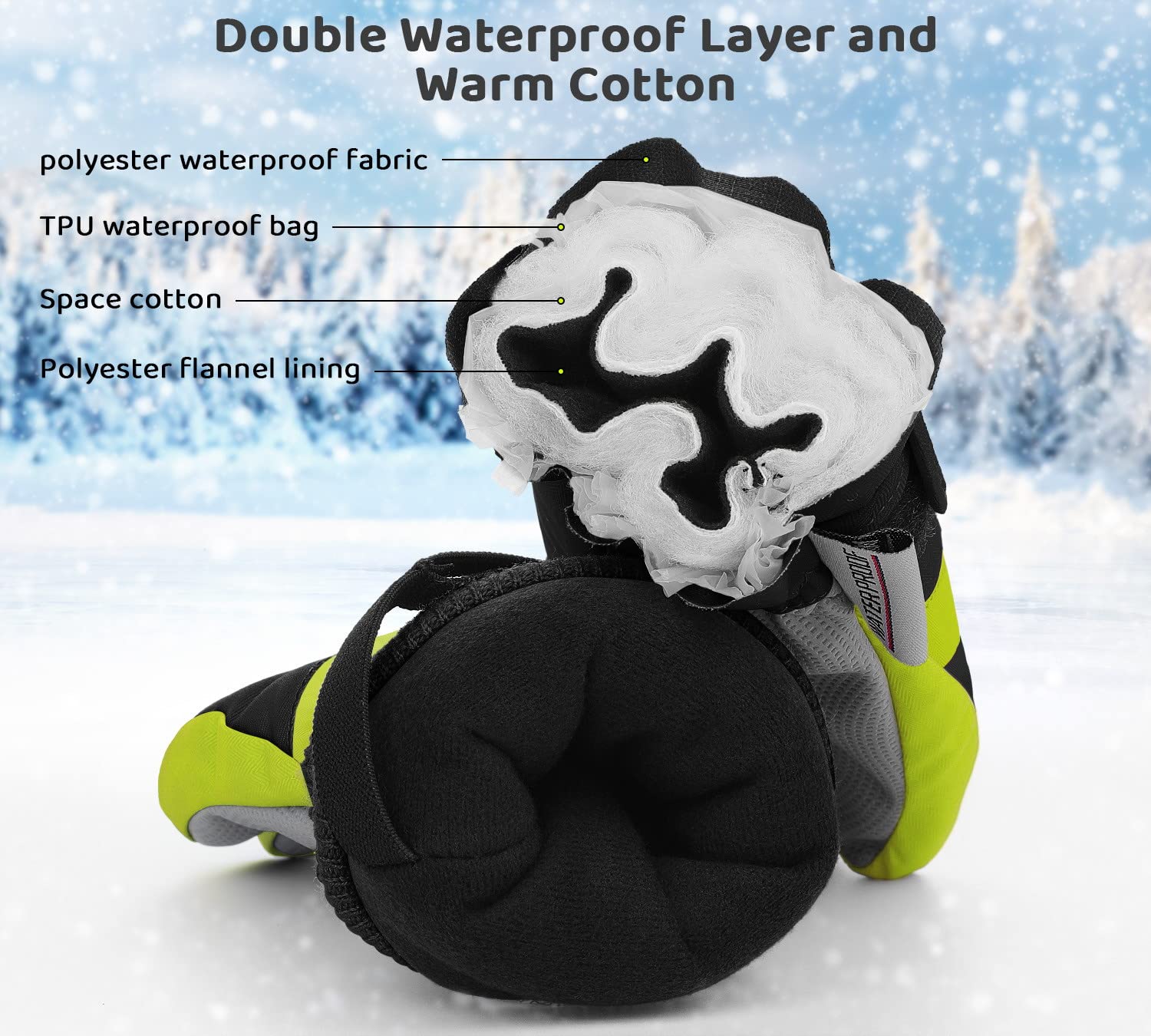 Homord Guantes Nieve Niño Mitones Unisex Guantes Esqui Niño Guantes de Invierno Guantes Ski Mujer Tobogán Snowboard Skate Ciclismo Running 3-13 años