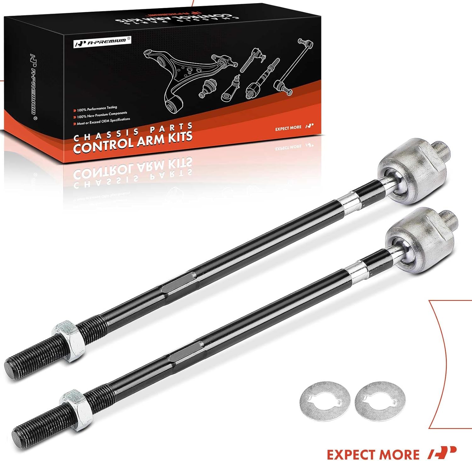 A-Premium 2 x Front Inner Tie Rod Ends, Compatible with Mitsubishi Endeavor 2004-2008 2010-2011