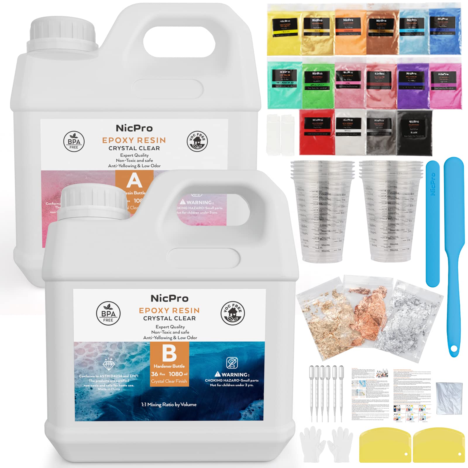 Buy Nicpro 72OZ Crystal Clear Epoxy Resin Kit, Casting and Coating
