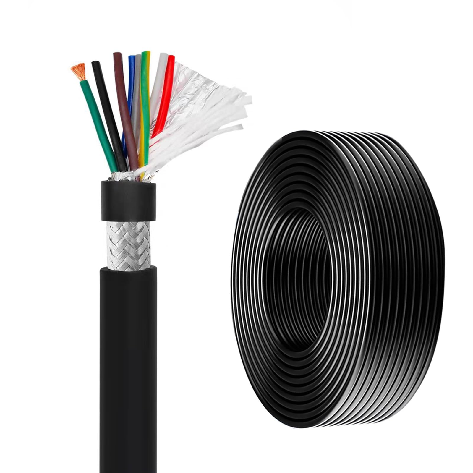 Câble TRVVP blindé souple noir 2 conducteurs pour imprimante 3D et routeur CNC 50ft